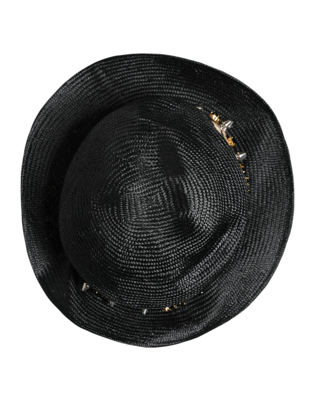 Dolce & Gabbana Black Straw Crystal Embellished Wide Brim Hat by Dolce & Gabbana