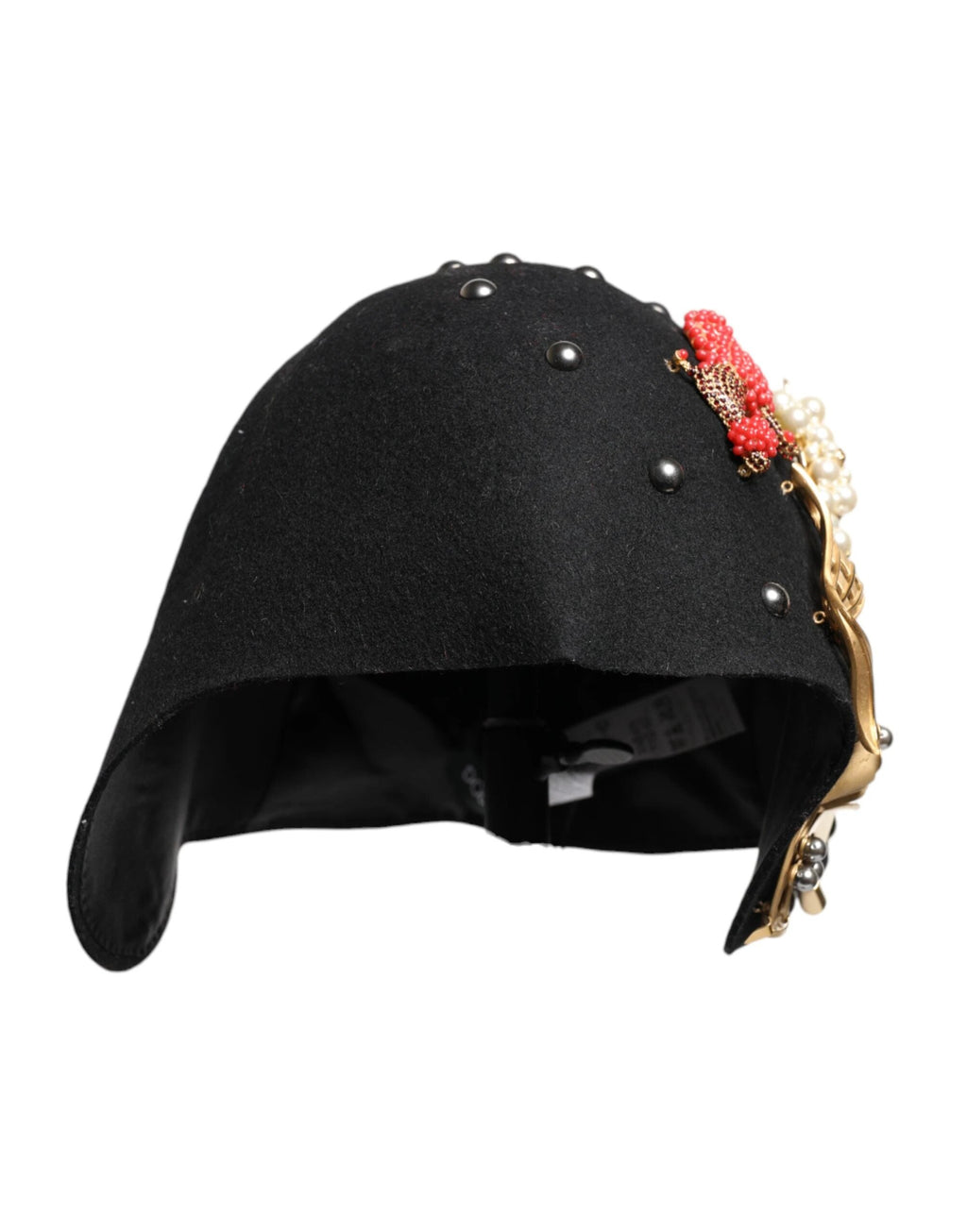 Dolce & Gabbana Black Wool Multicolor Embellished Cloche Hat by Dolce & Gabbana