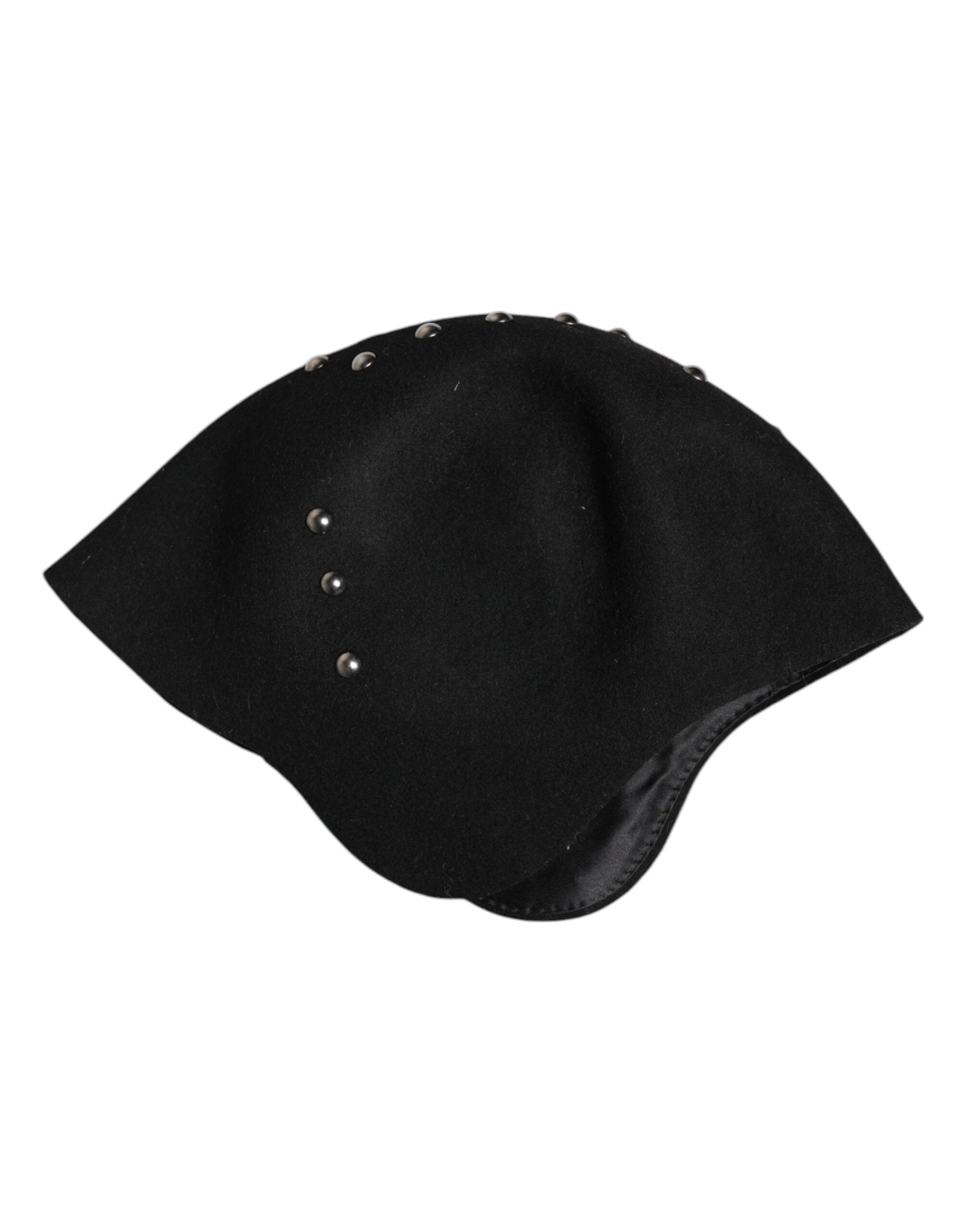 Dolce & Gabbana Black Wool Multicolor Embellished Cloche Hat by Dolce & Gabbana