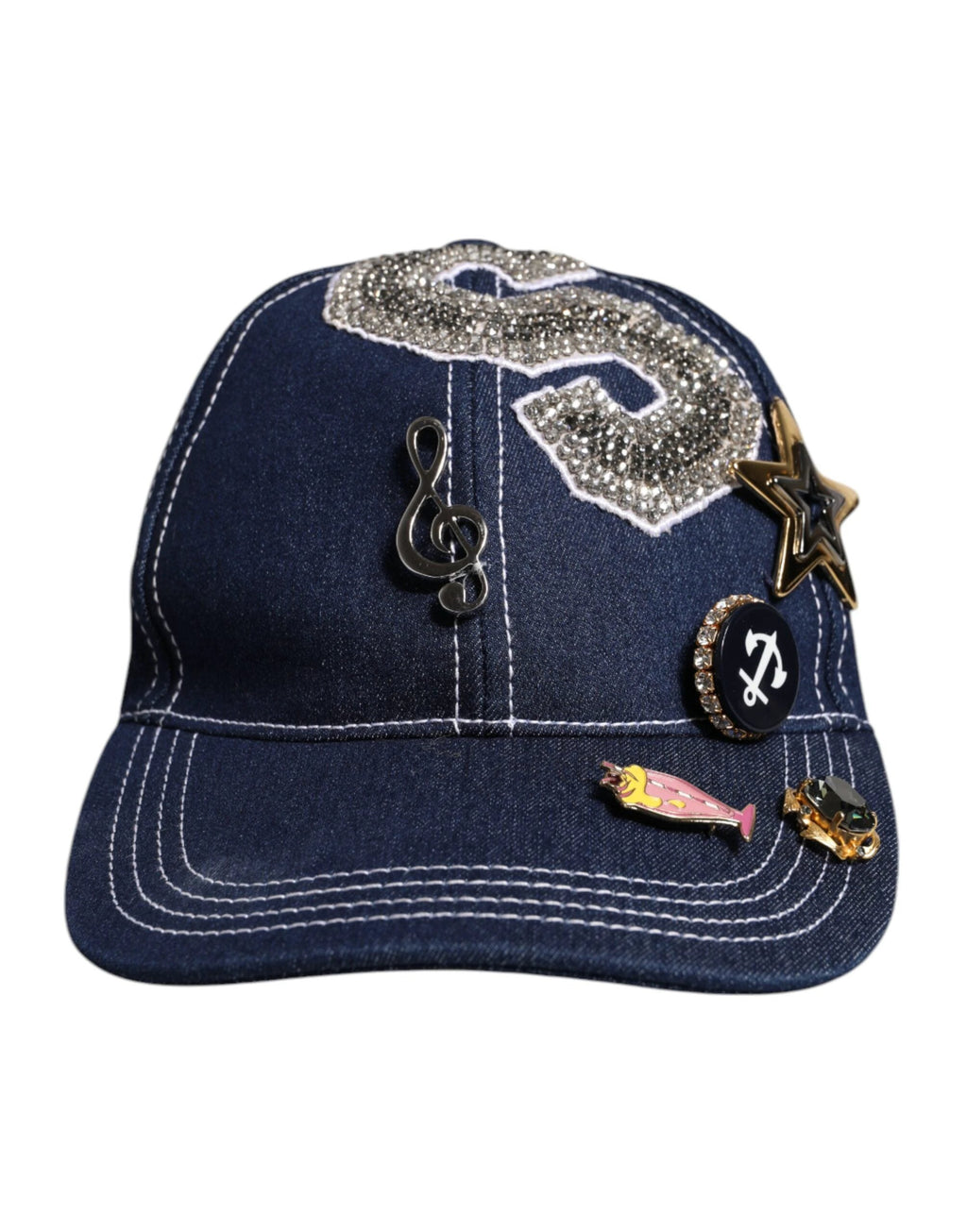 Dolce & Gabbana Blue Crystal Embellishment Baseball Cap by Dolce & Gabbana