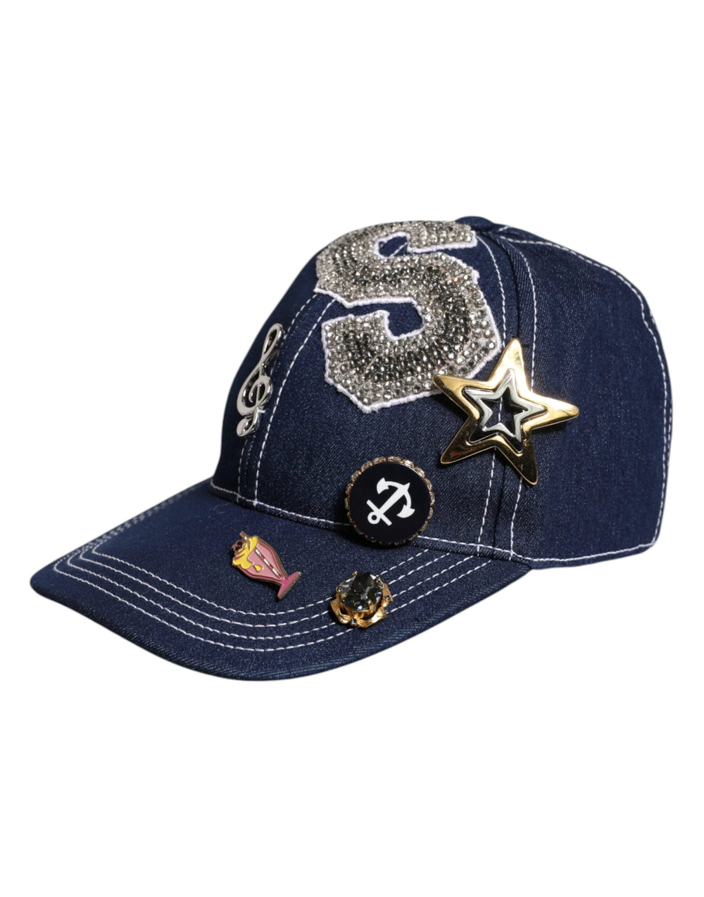 Dolce & Gabbana Blue Crystal Embellishment Baseball Cap by Dolce & Gabbana