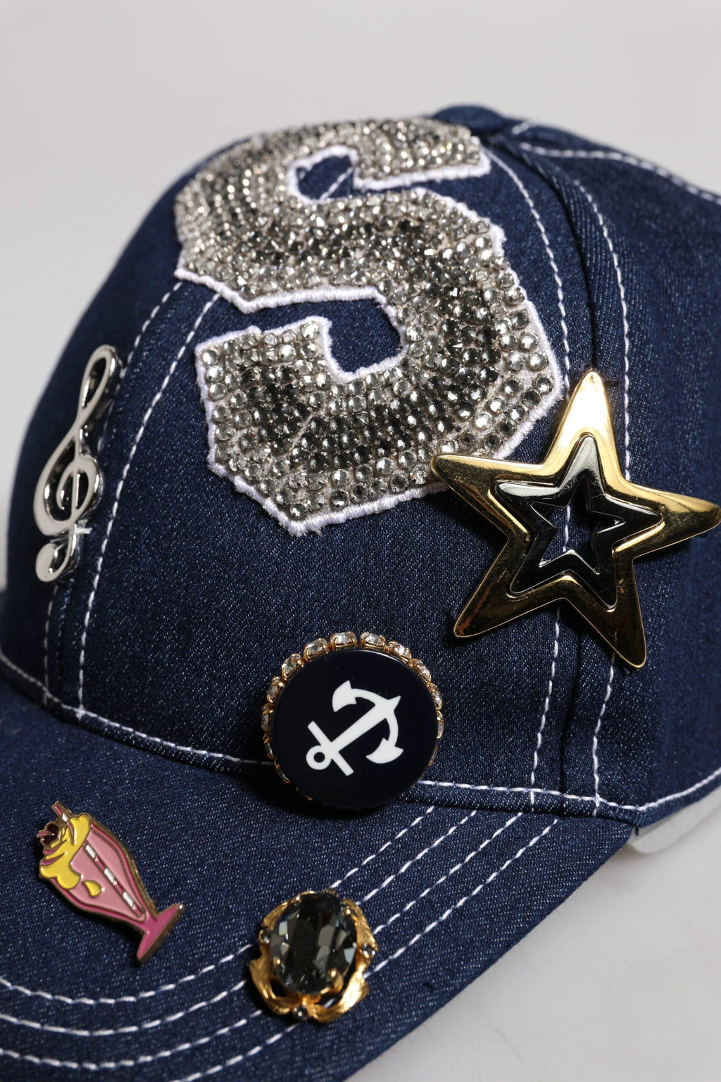 Dolce & Gabbana Blue Crystal Embellishment Baseball Cap by Dolce & Gabbana