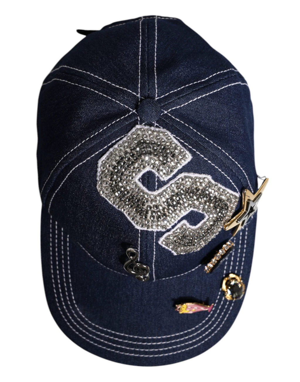 Dolce & Gabbana Blue Crystal Embellishment Baseball Cap by Dolce & Gabbana