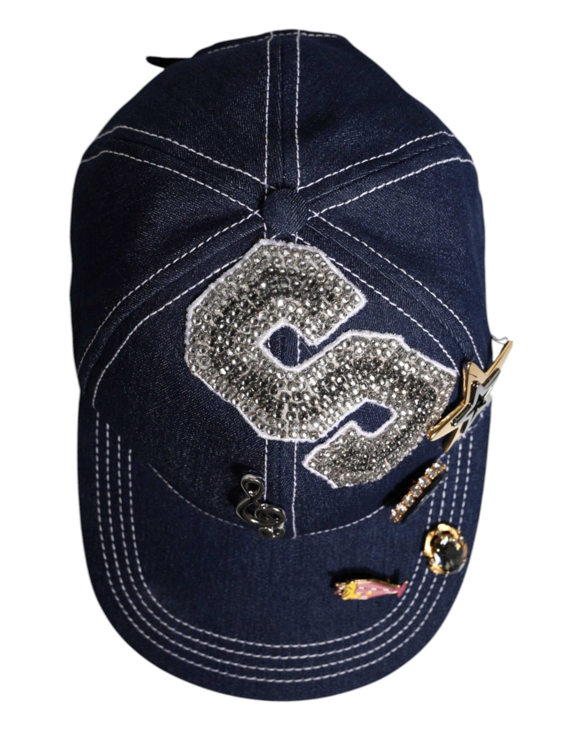 Dolce & Gabbana Blue Crystal Embellishment Baseball Cap by Dolce & Gabbana