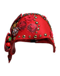 Dolce & Gabbana Red Crystal Gold Roses Brooch Embellished Hat by Dolce & Gabbana