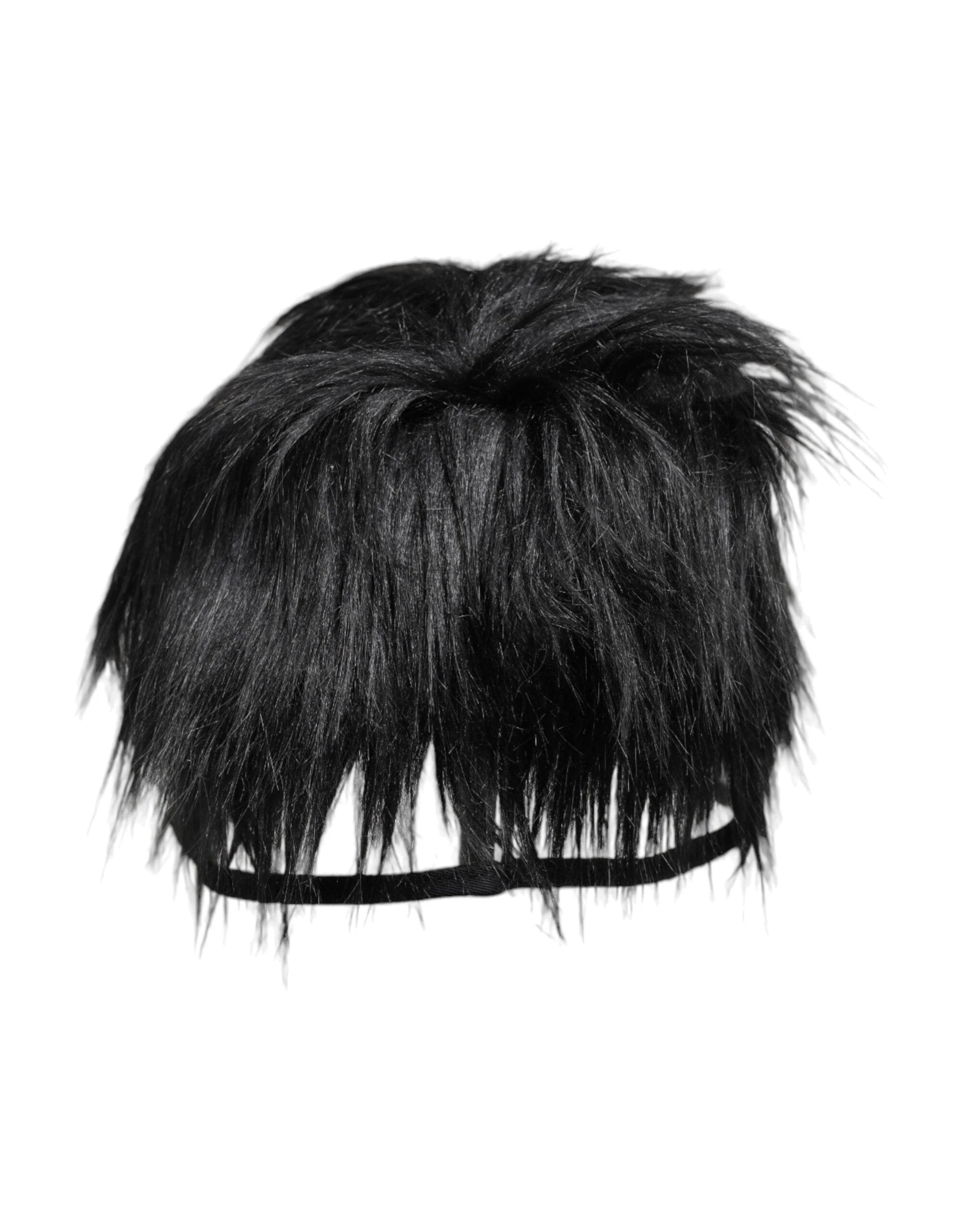 Dolce & Gabbana Black Faux Fur Bucket Hat by Dolce & Gabbana