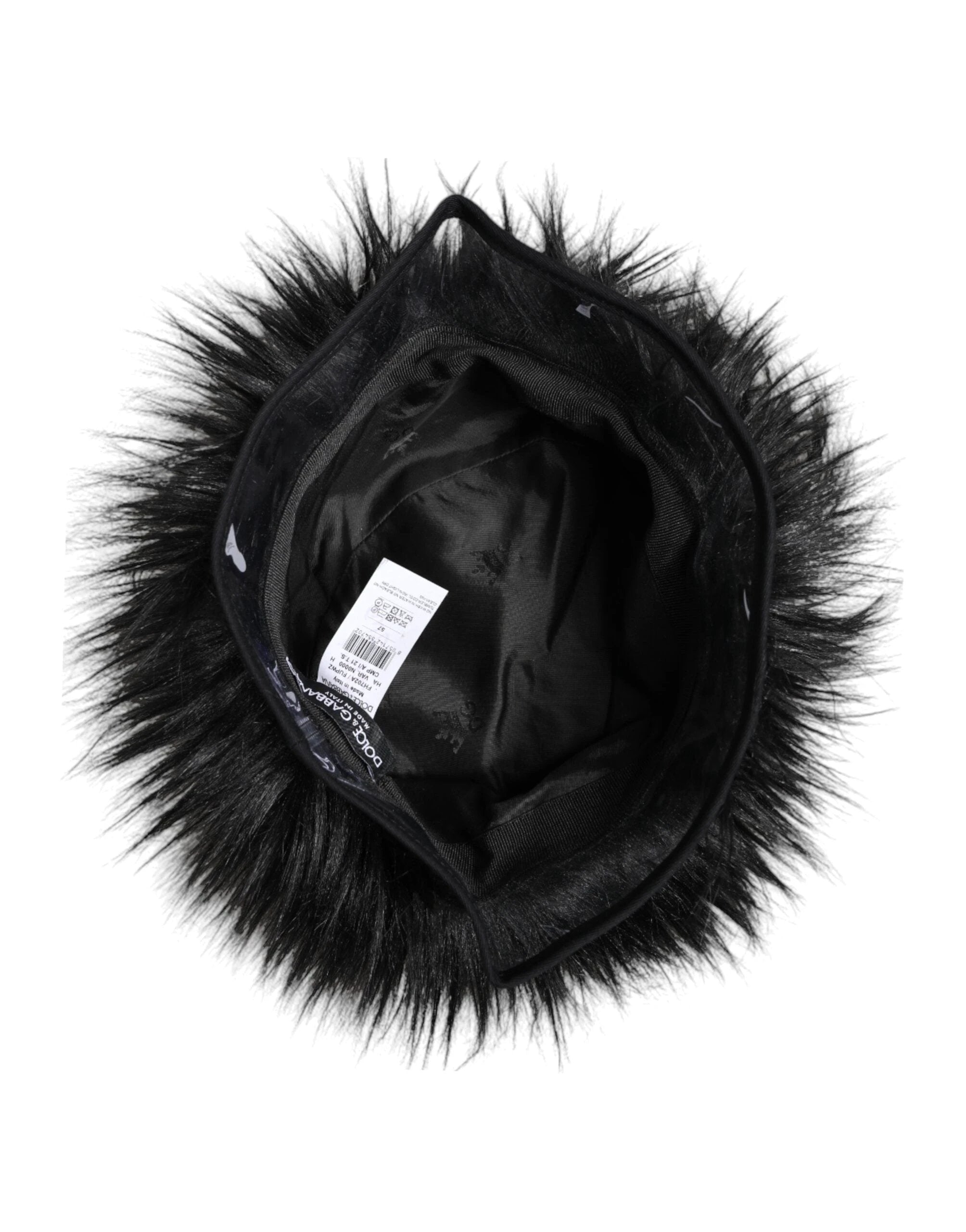 Dolce & Gabbana Black Faux Fur Bucket Hat by Dolce & Gabbana