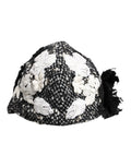 Dolce & Gabbana Black Wool White Floral Embellished Cloche Hat by Dolce & Gabbana