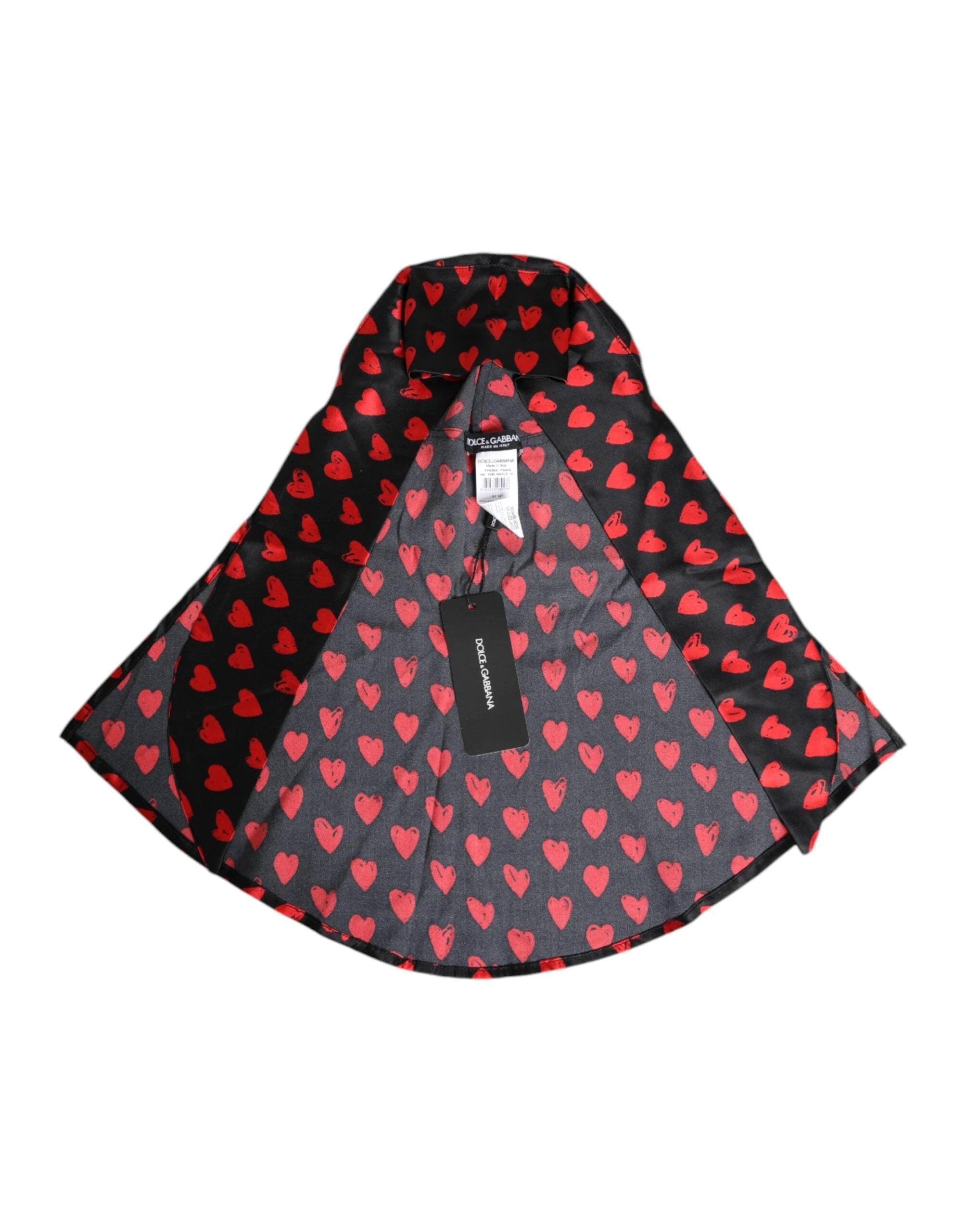 Dolce & Gabbana Black Red Hearts Polyester Hat by Dolce & Gabbana