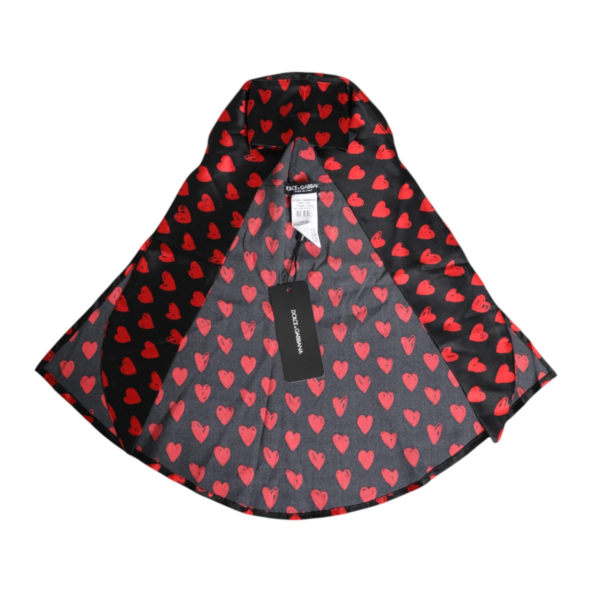 Dolce & Gabbana Black Red Hearts Polyester Hat by Dolce & Gabbana