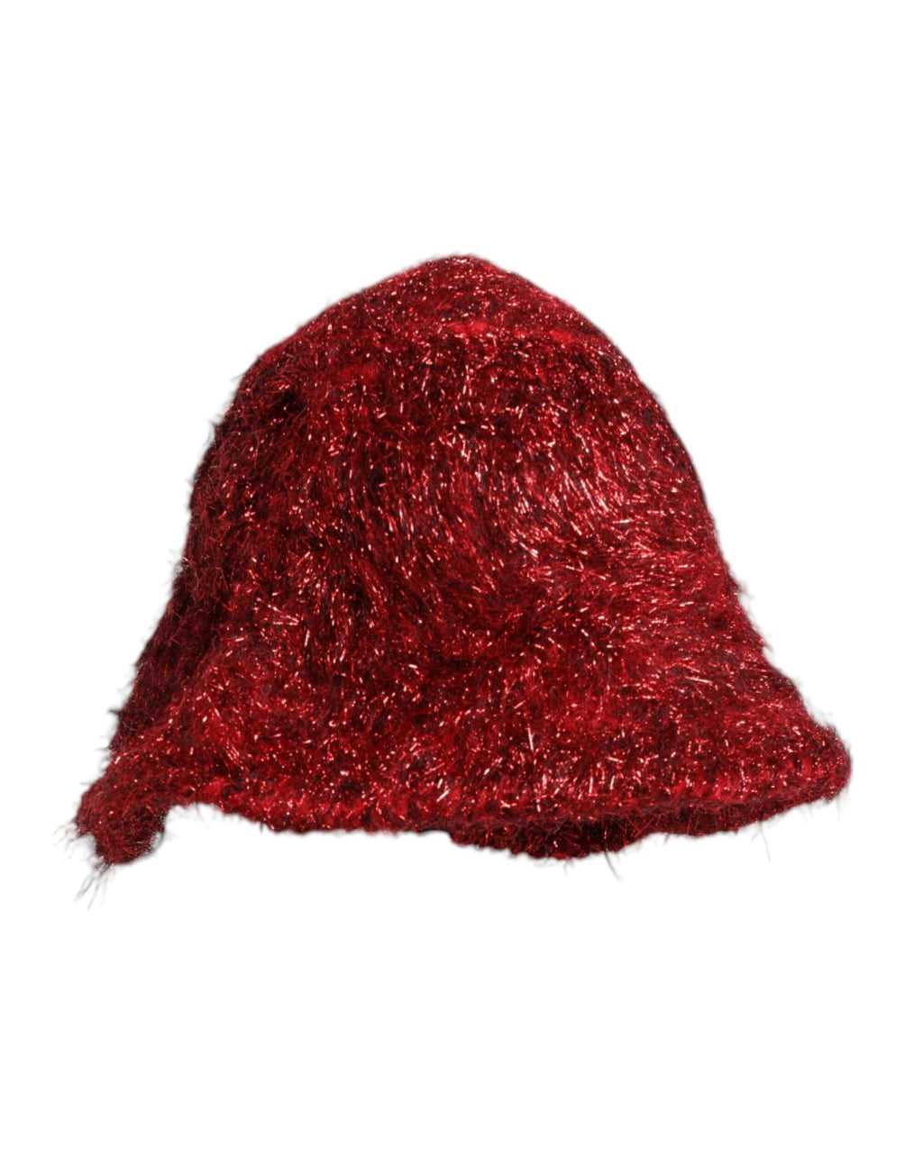 Dolce & Gabbana Red Viscose Tinsel Wide Brim Bucket Hat by Dolce & Gabbana