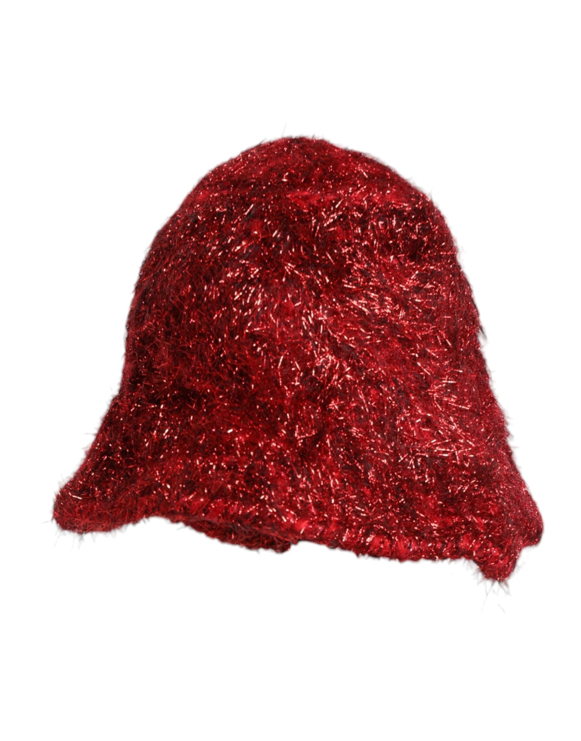 Dolce & Gabbana Red Viscose Tinsel Wide Brim Bucket Hat by Dolce & Gabbana