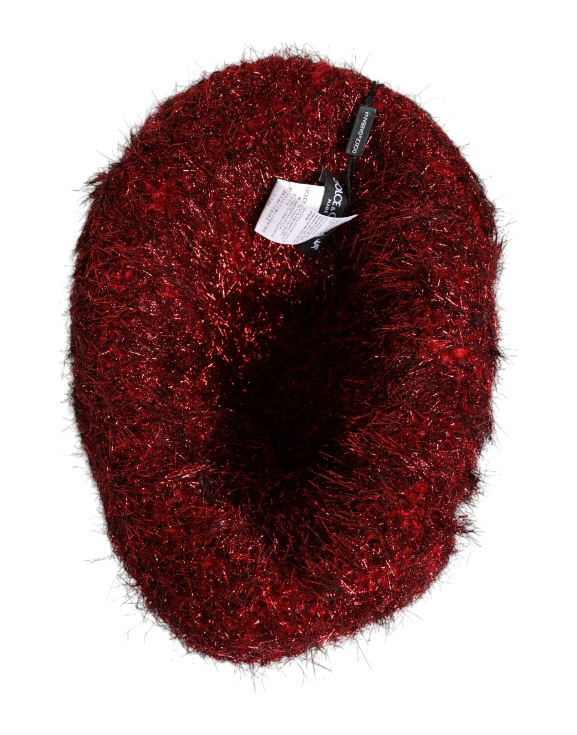 Dolce & Gabbana Red Viscose Tinsel Wide Brim Bucket Hat by Dolce & Gabbana