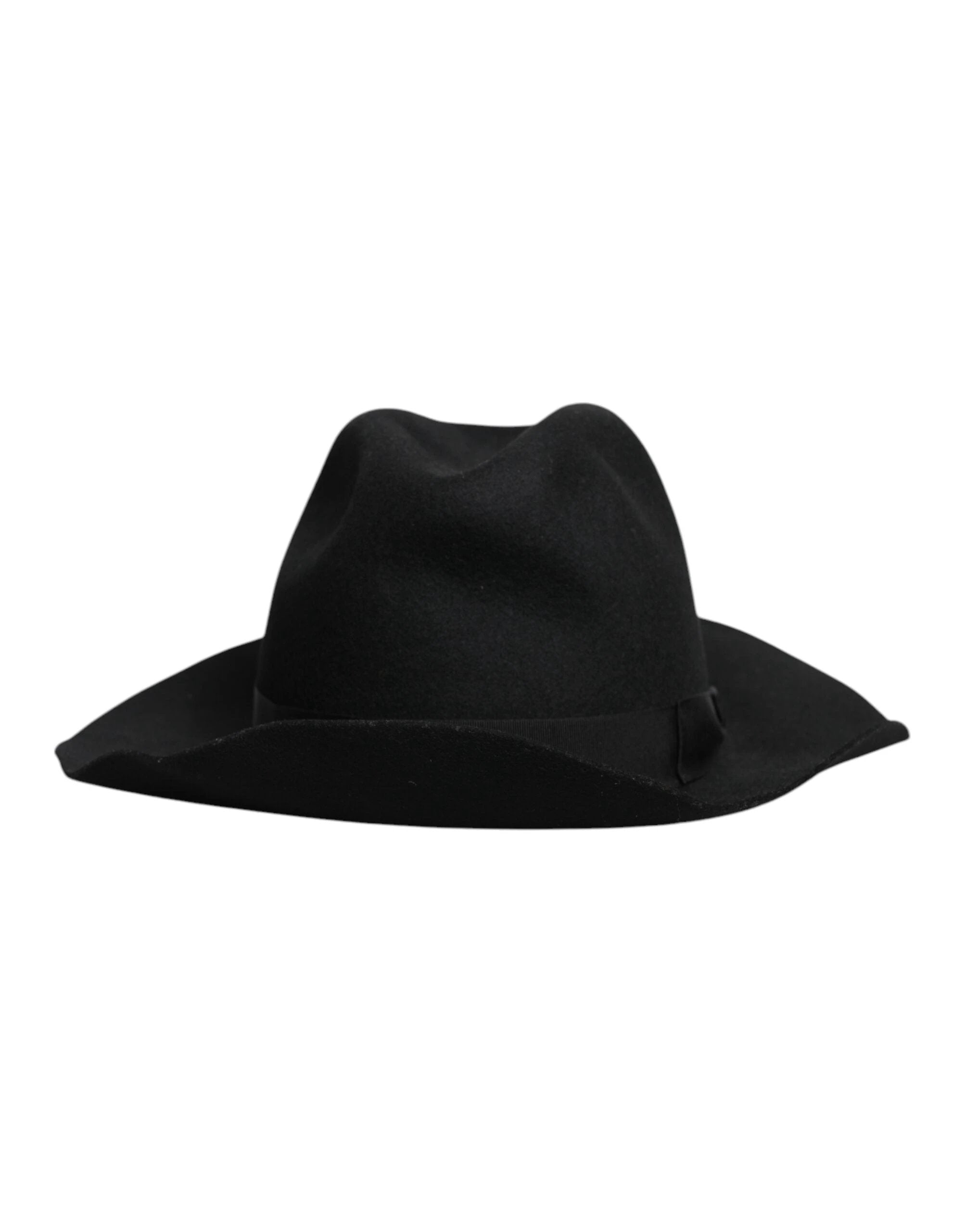 Dolce & Gabbana Black Wide Brim Trilby Fedora Hat by Dolce & Gabbana