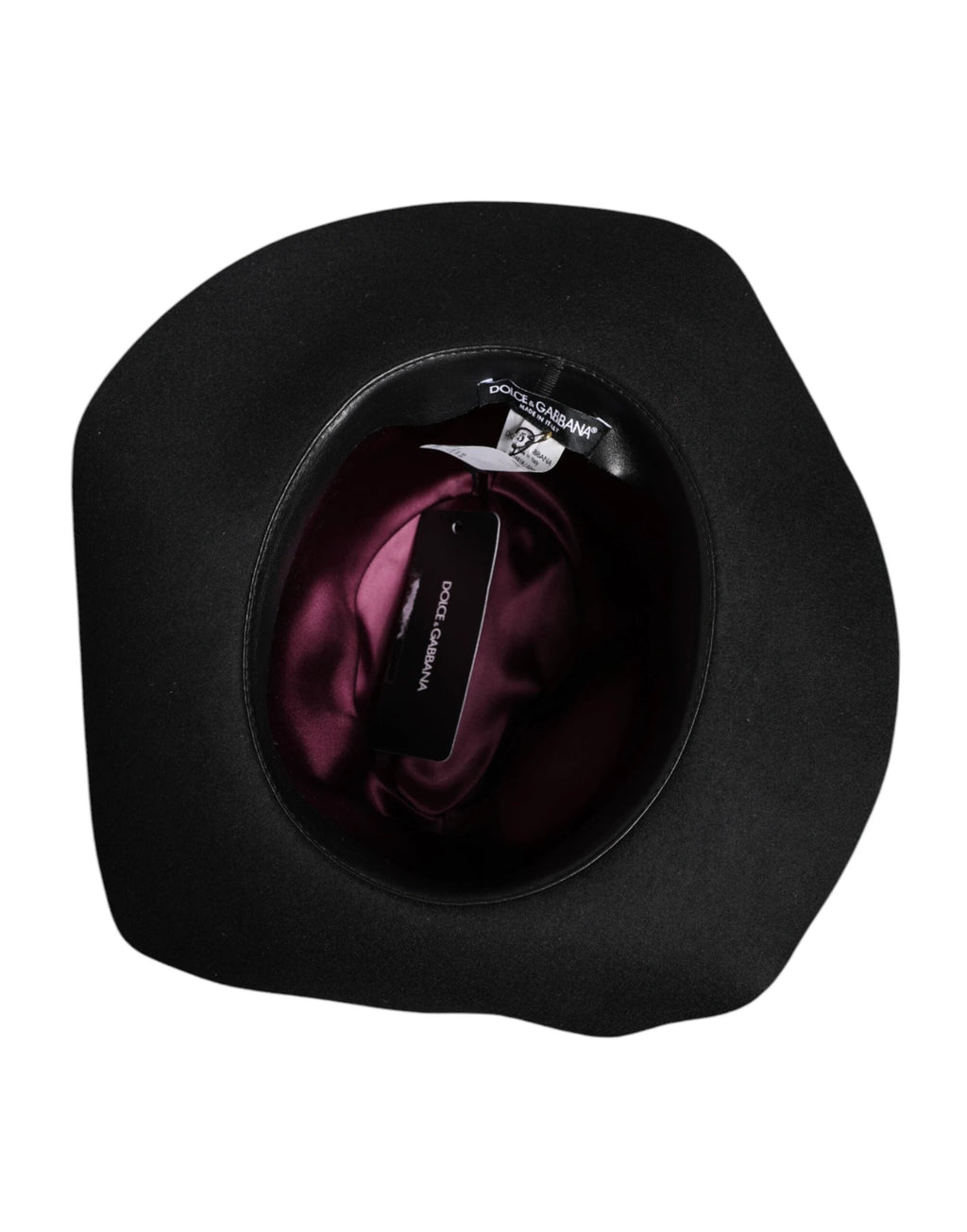 Dolce & Gabbana Black Wide Brim Trilby Fedora Hat by Dolce & Gabbana