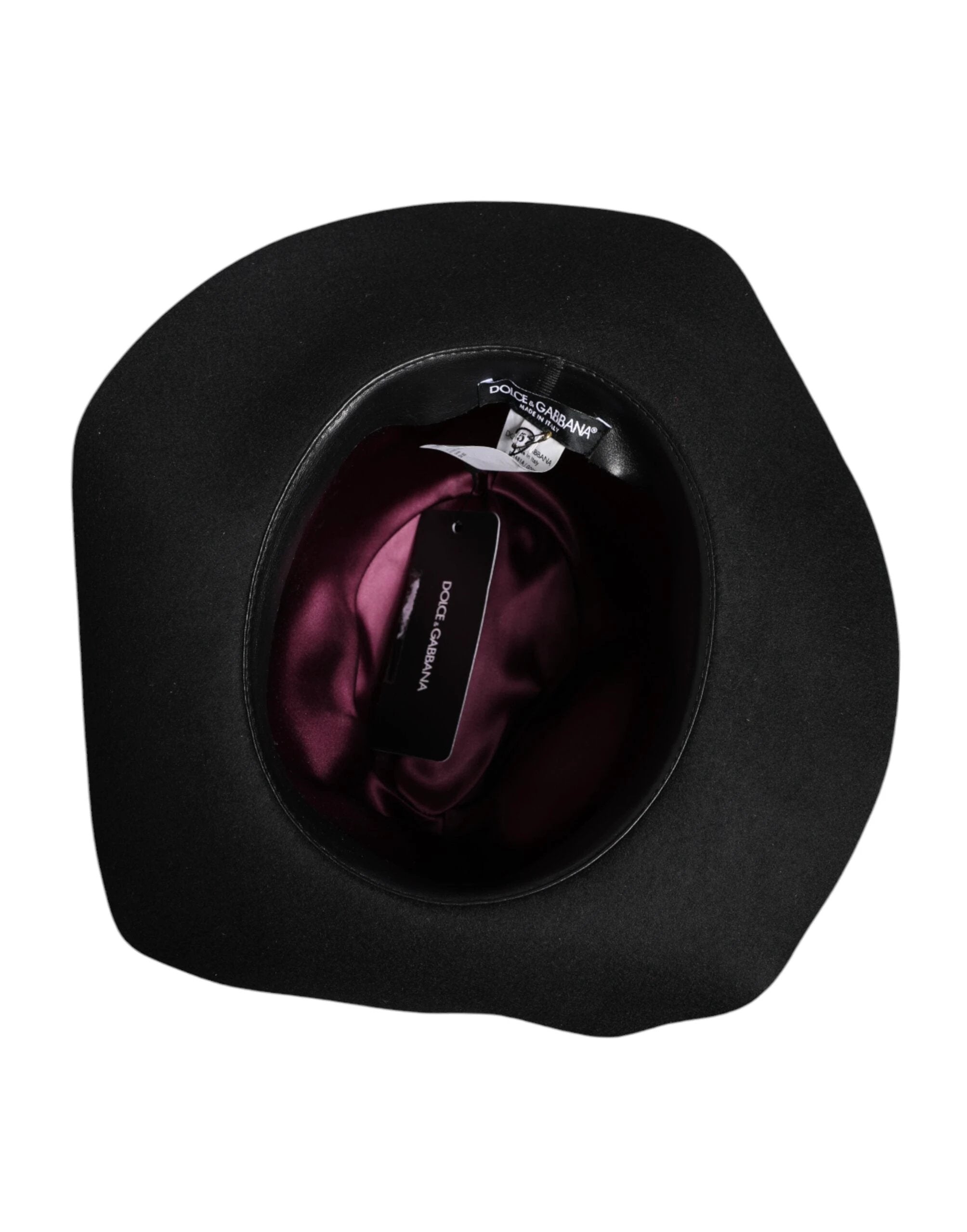Dolce & Gabbana Black Wide Brim Trilby Fedora Hat by Dolce & Gabbana