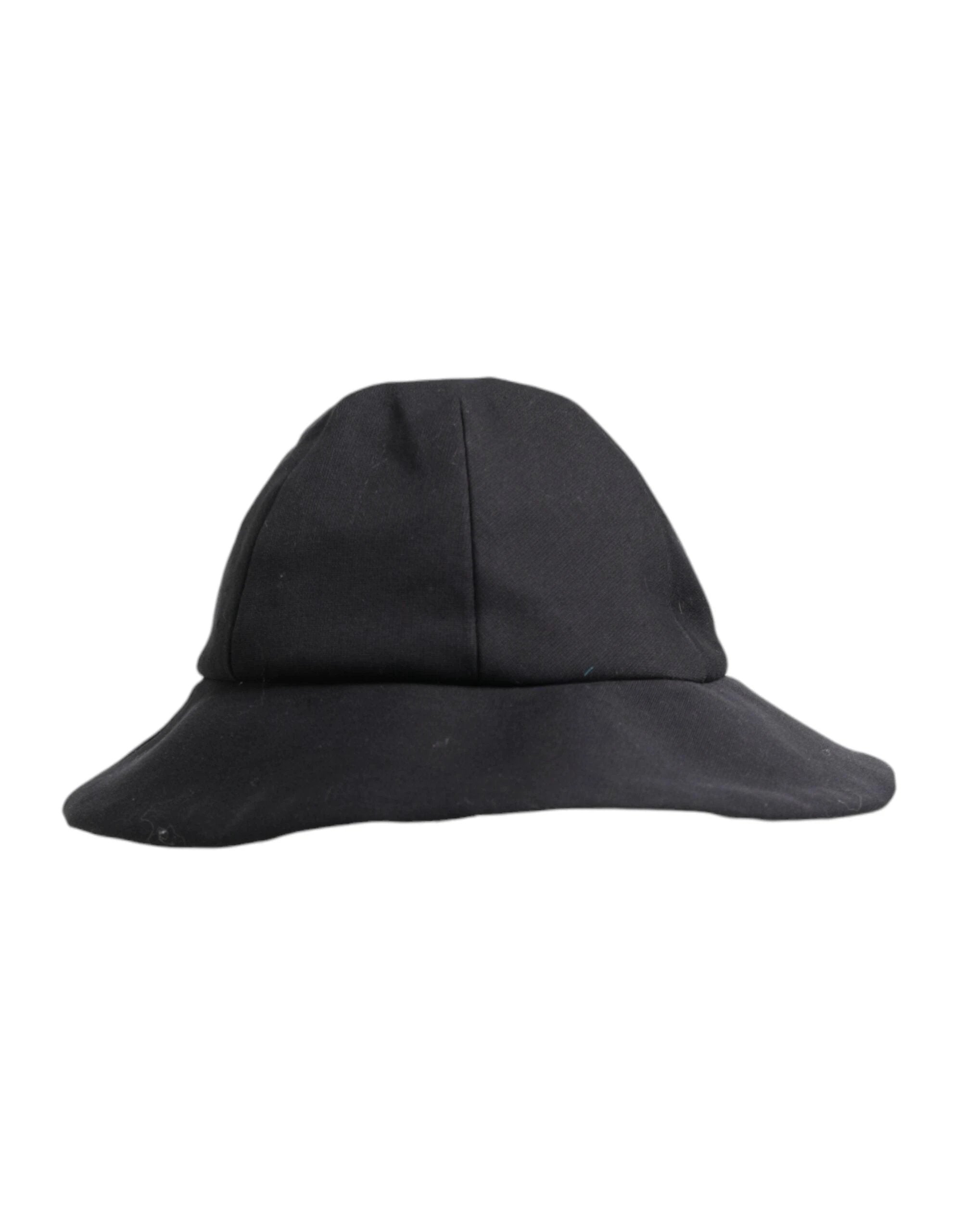 Dolce & Gabbana Black Cotton Wide Brim Bucket Hat by Dolce & Gabbana
