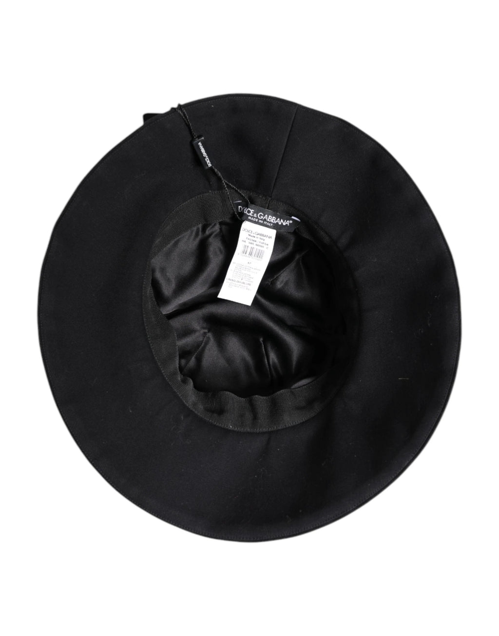 Dolce & Gabbana Black Cotton Wide Brim Bucket Hat by Dolce & Gabbana