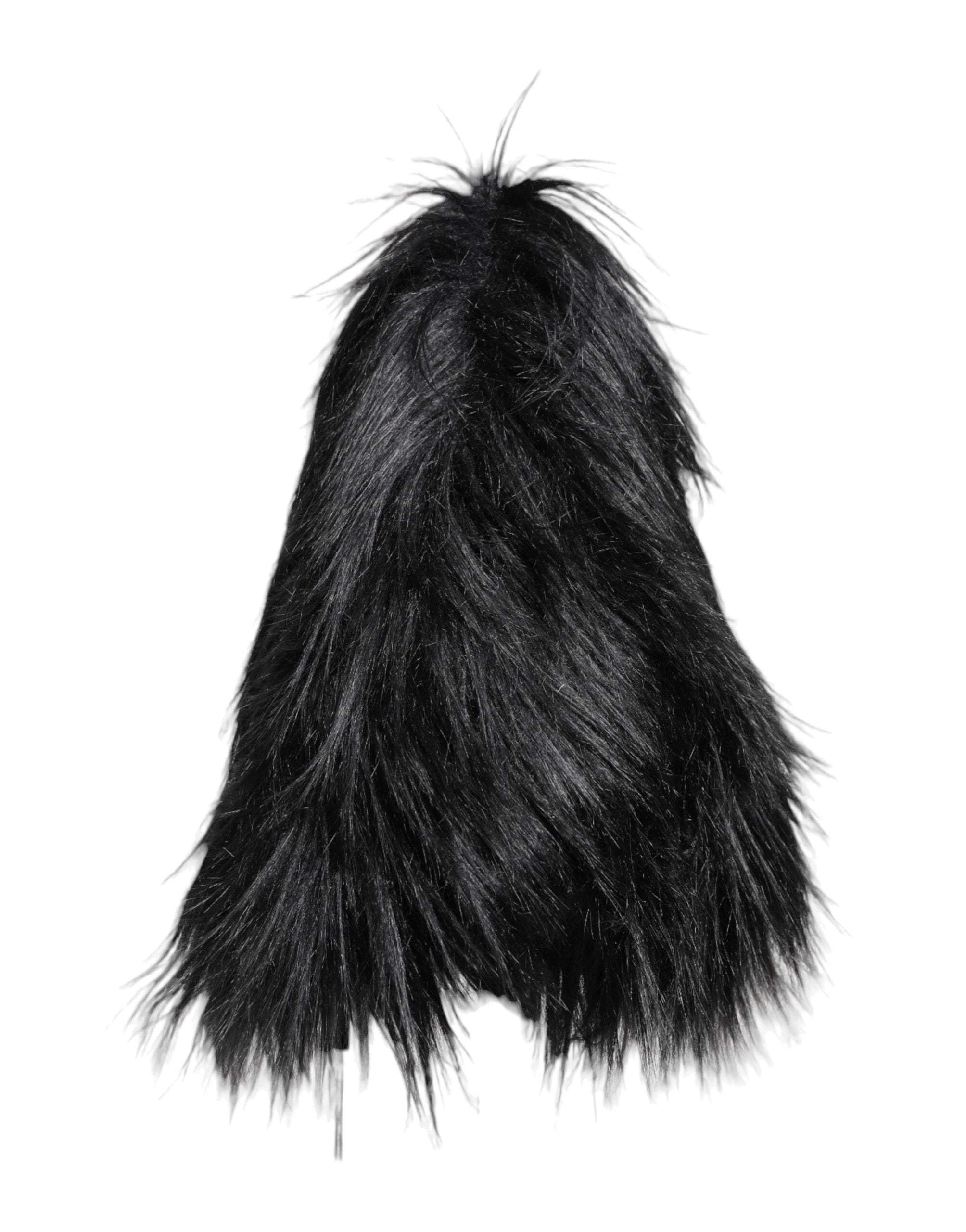 Dolce & Gabbana Black Acrylic Fur Womens Bucket Hat by Dolce & Gabbana