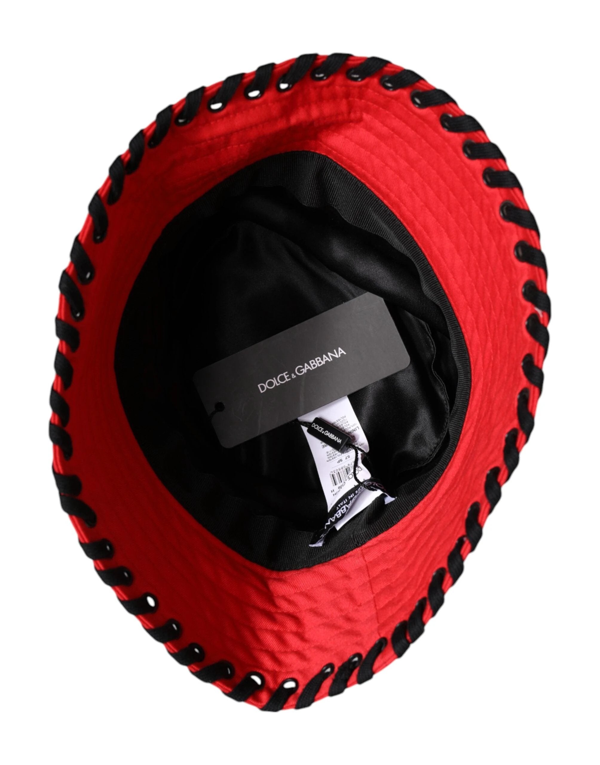 Dolce & Gabbana Red Lace Polyester Wide Brim Bucket Hat by Dolce & Gabbana