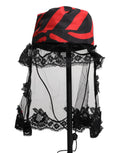 Dolce & Gabbana Black Red Stripes Lace Tulle Bucket Hat by Dolce & Gabbana