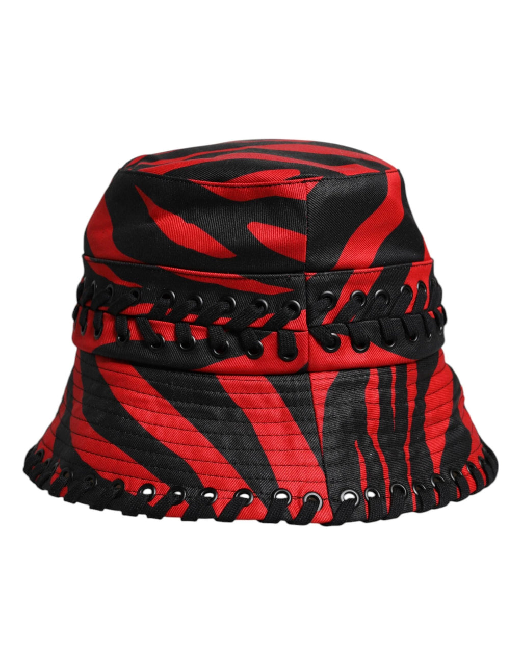 Dolce & Gabbana Black Red Stripe Polyester Wide Brim Bucket Hat by Dolce & Gabbana
