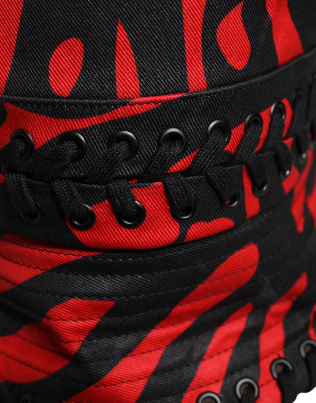 Dolce & Gabbana Black Red Stripe Polyester Wide Brim Bucket Hat by Dolce & Gabbana