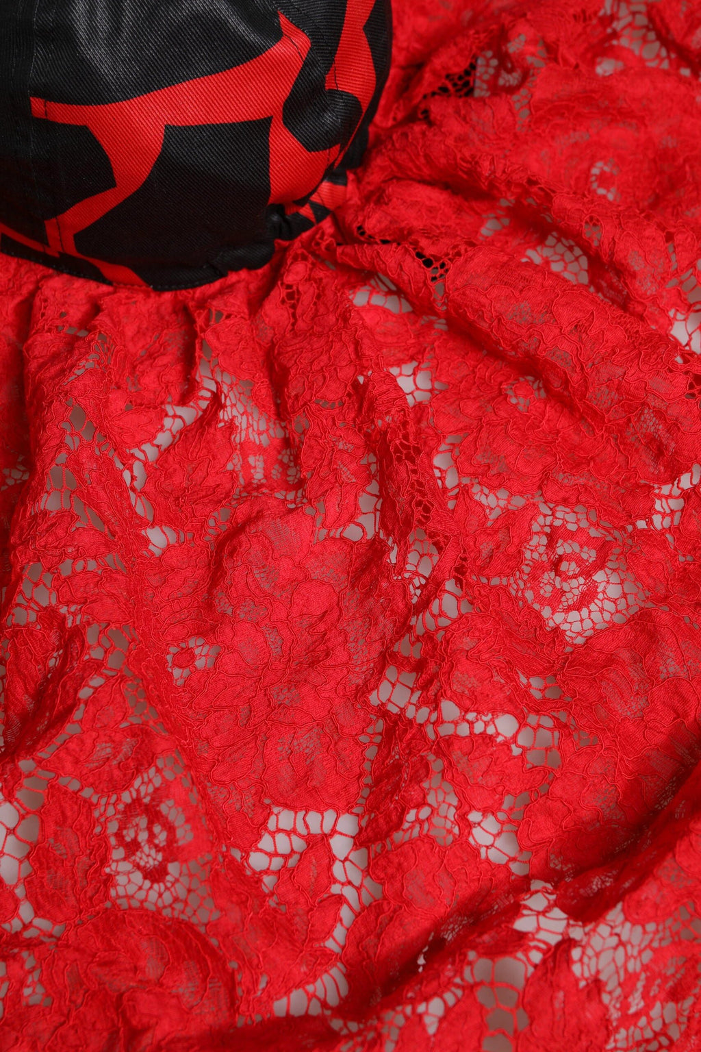 Dolce & Gabbana Red Black Lace Tulle Cotton Baseball Cap by Dolce & Gabbana