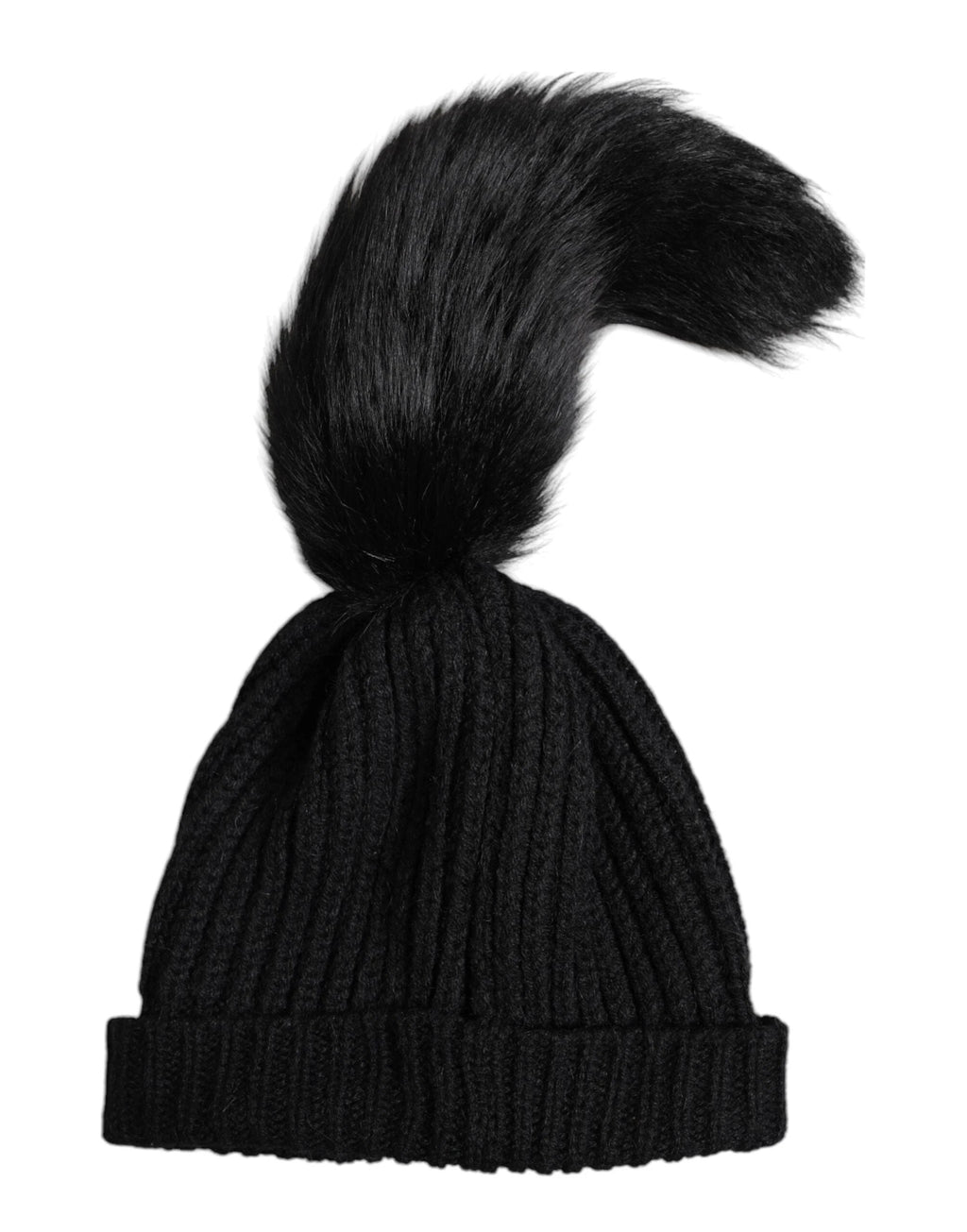 Dolce & Gabbana Black Acrylic Knitted Fur Winter Beanie Hat by Dolce & Gabbana