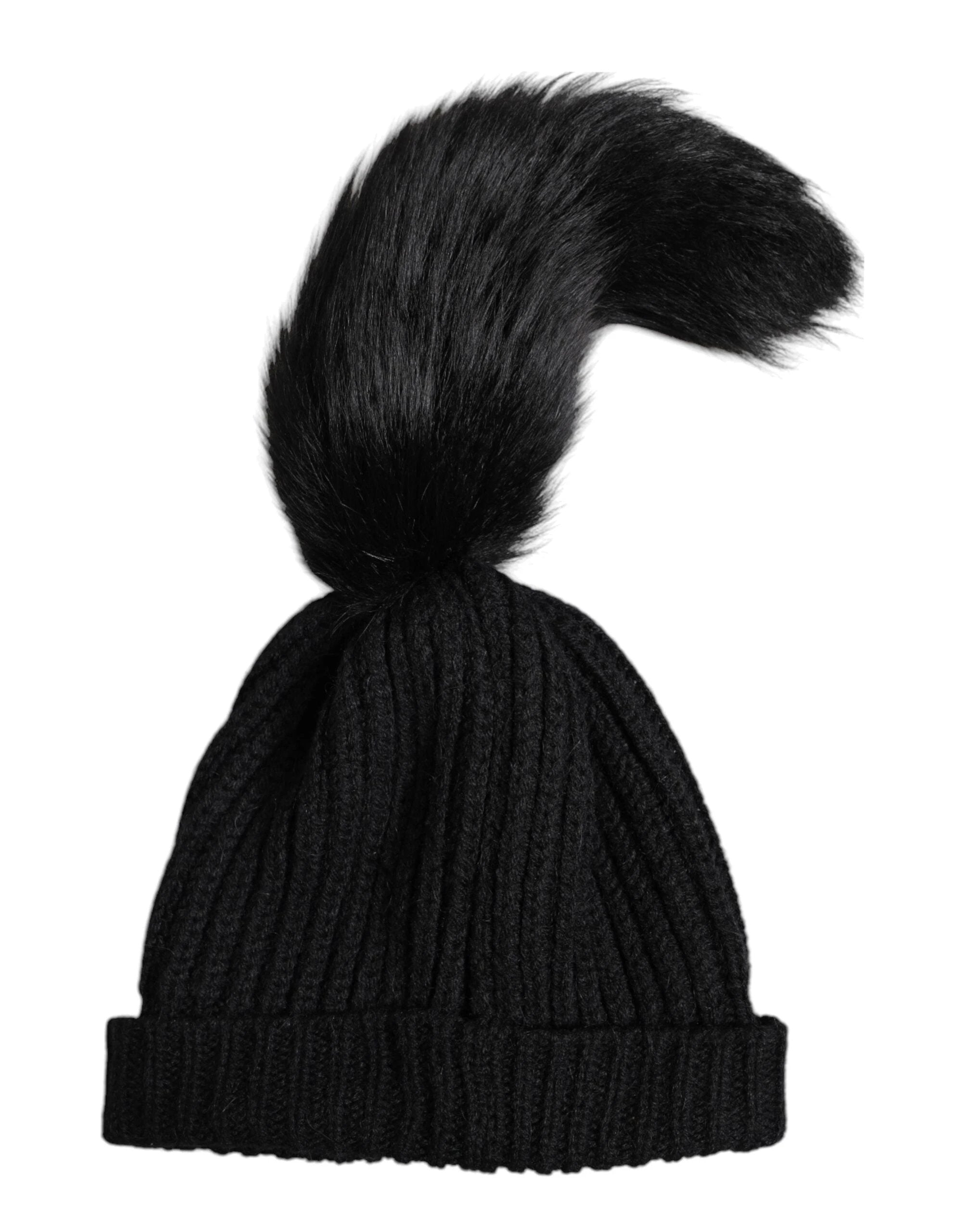Dolce & Gabbana Black Acrylic Knitted Fur Winter Beanie Hat by Dolce & Gabbana