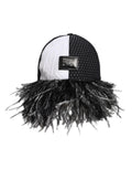Dolce & Gabbana White Black Polka Dot Feathers Baseball Cap by Dolce & Gabbana