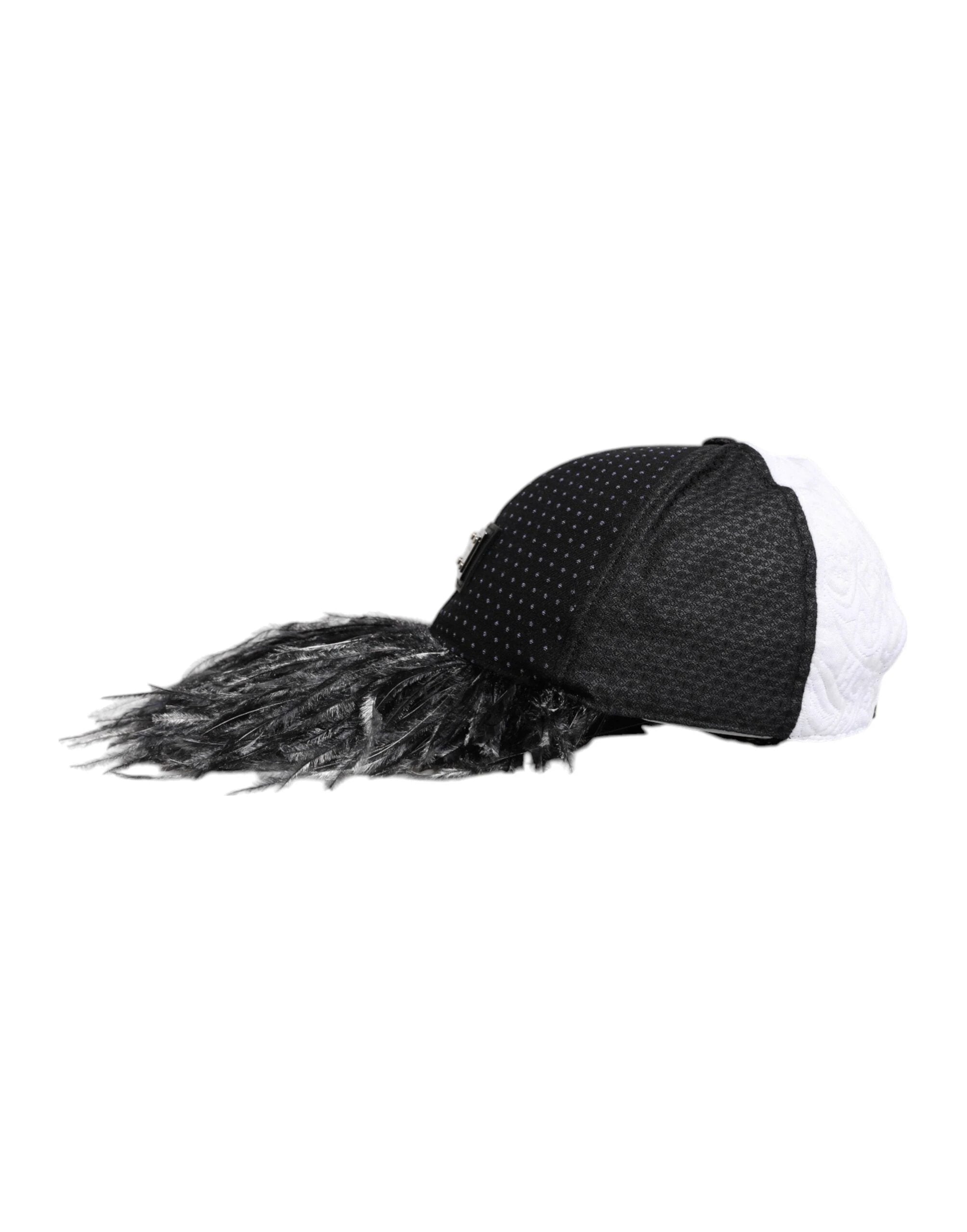 Dolce & Gabbana White Black Polka Dot Feathers Baseball Cap by Dolce & Gabbana