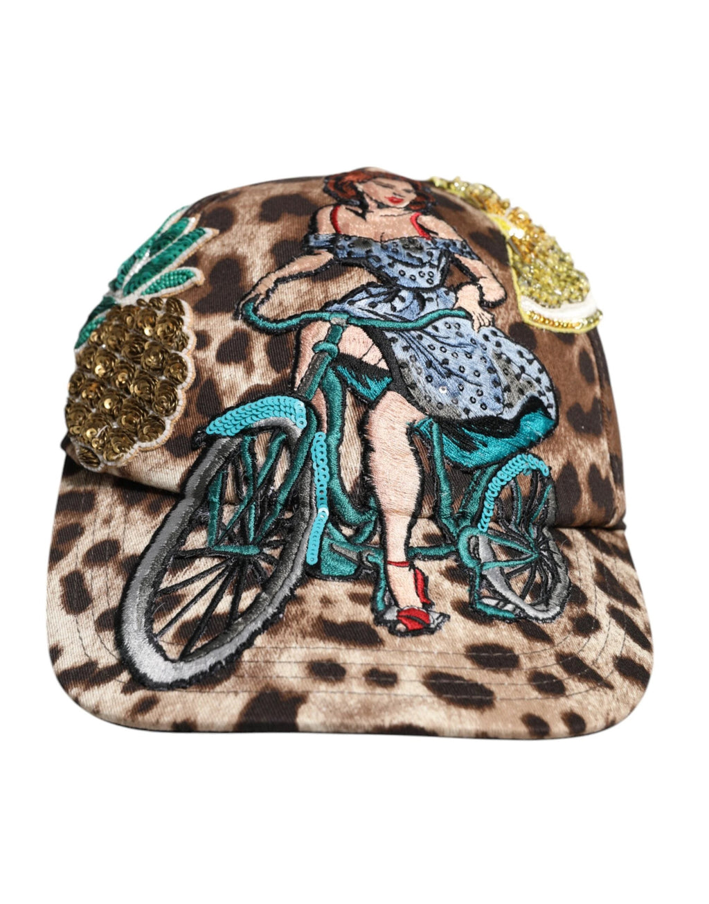 Dolce & Gabbana Brown Leopard Sequin Sicily Baseball Cap by Dolce & Gabbana
