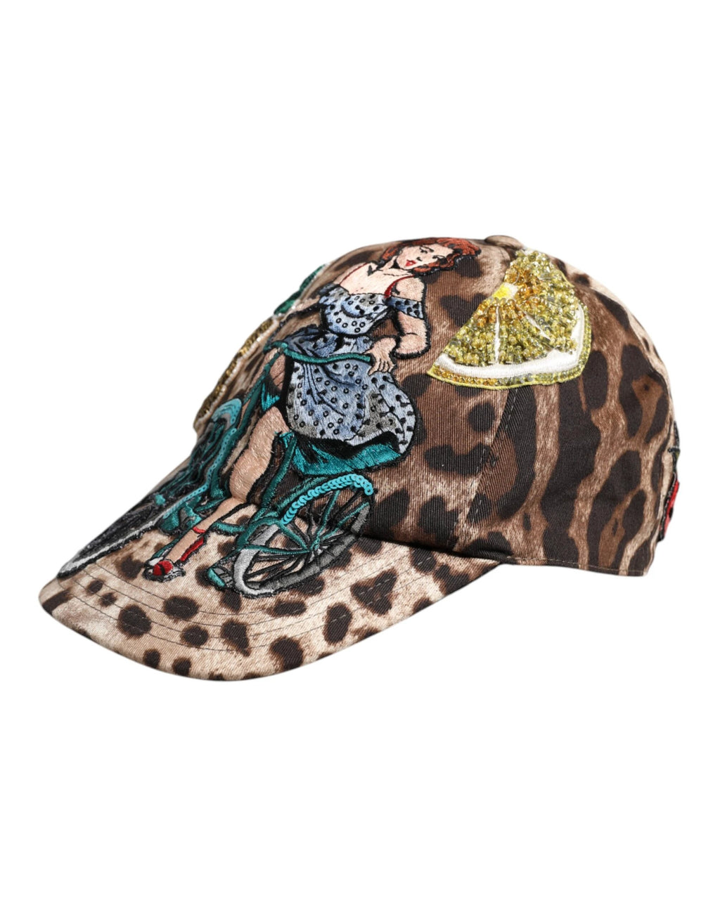 Dolce & Gabbana Brown Leopard Sequin Sicily Baseball Cap by Dolce & Gabbana