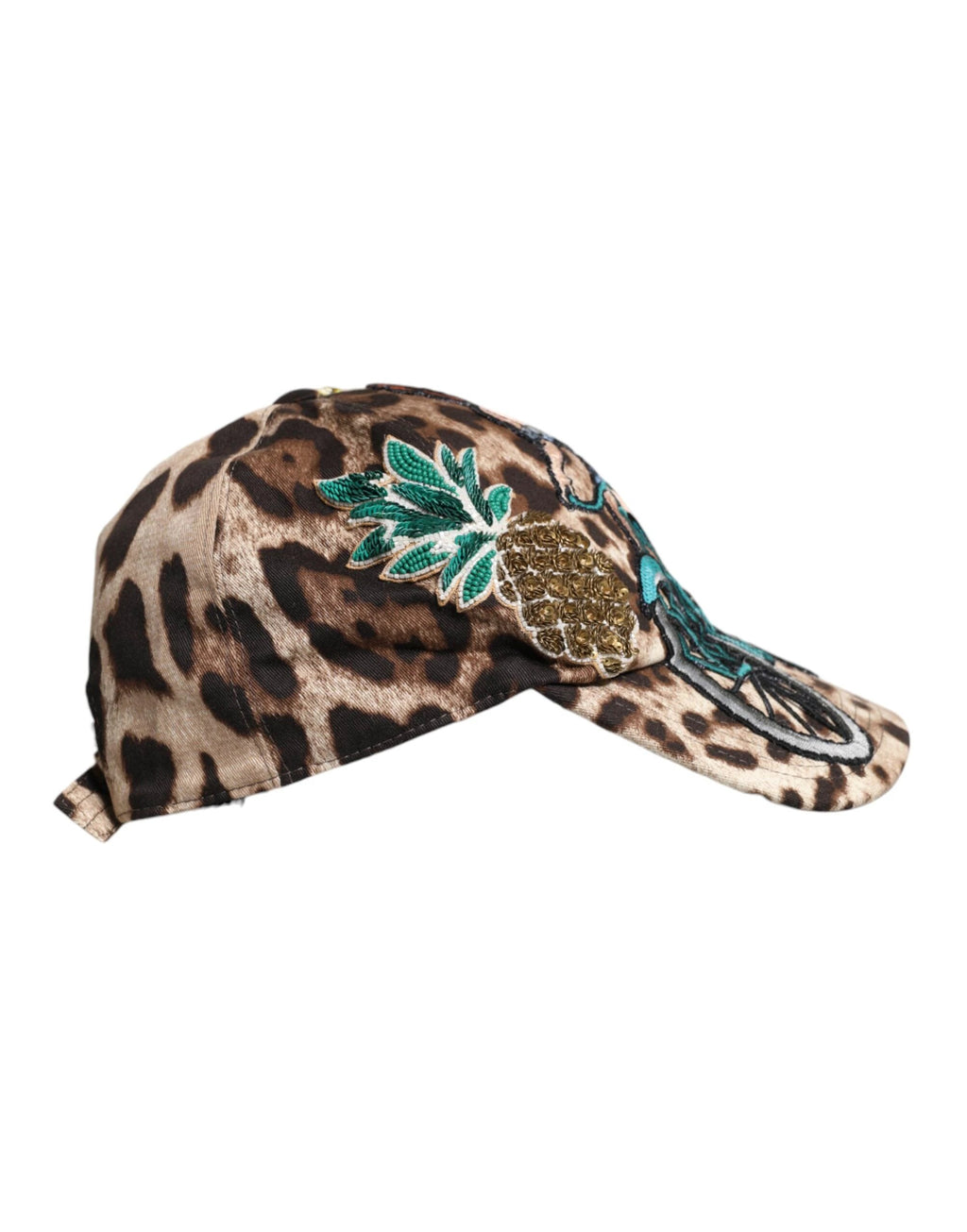 Dolce & Gabbana Brown Leopard Sequin Sicily Baseball Cap by Dolce & Gabbana