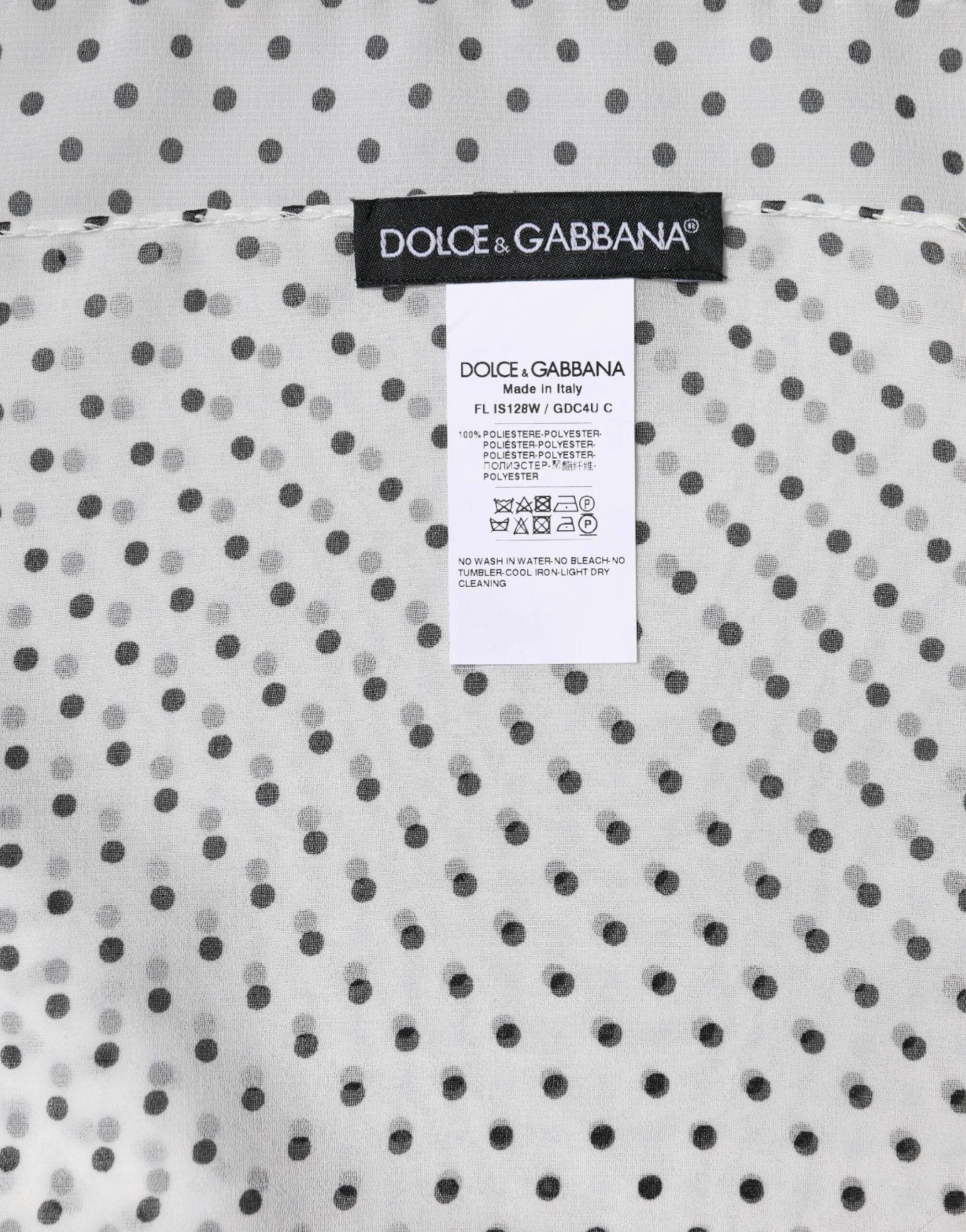 Dolce & Gabbana White Polka Dots Polyester Wrap Shawl Scarf by Dolce & Gabbana