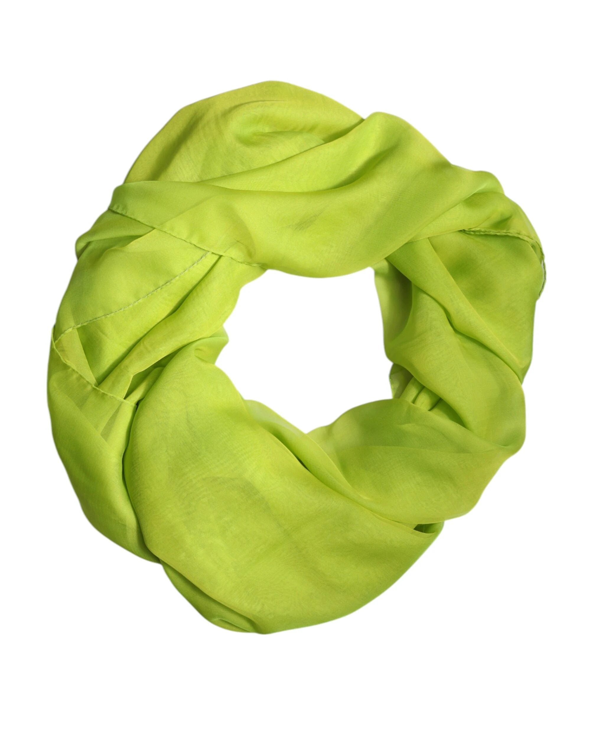 Dolce & Gabbana Green Silk Rectangle Wrap Shawl Neck Warmer Scarf by Dolce & Gabbana