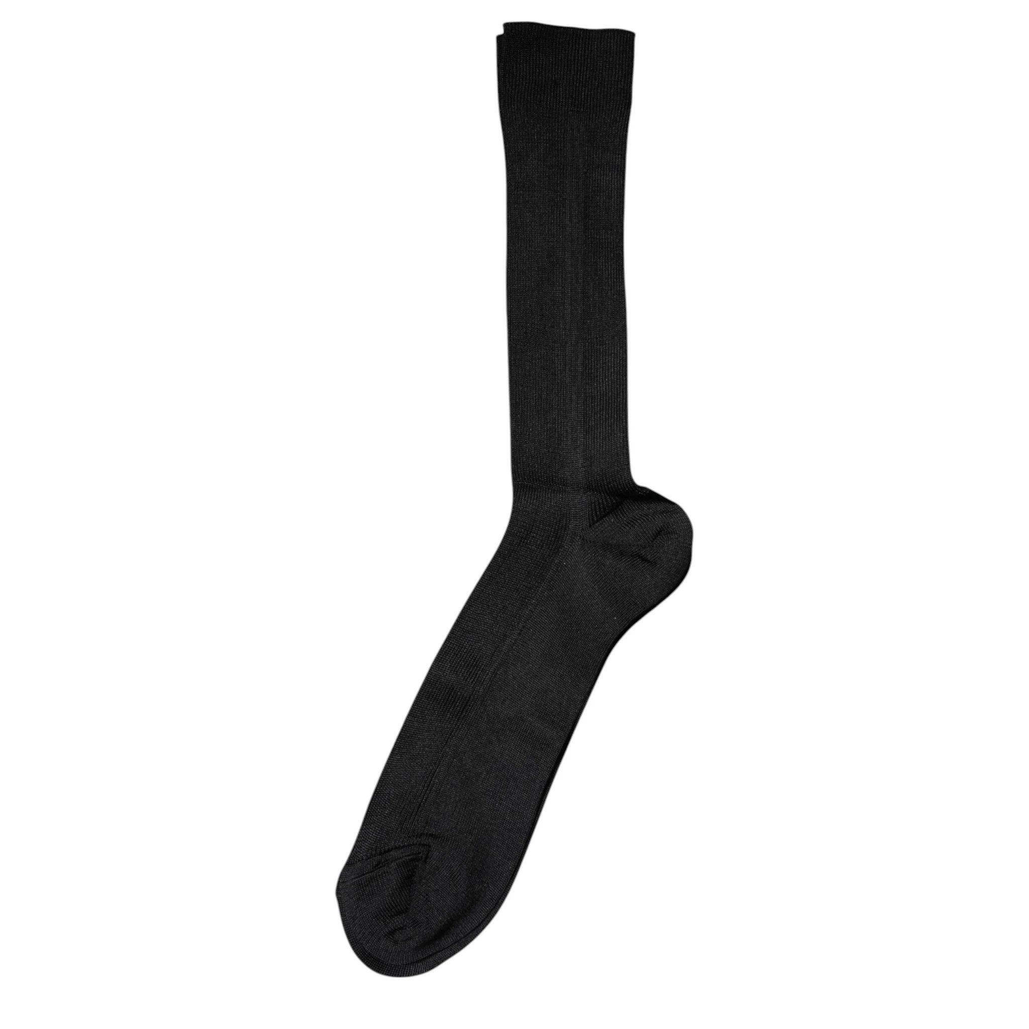 Dolce & Gabbana Black Cotton DG Logo Mid Calf Men Socks by Dolce & Gabbana