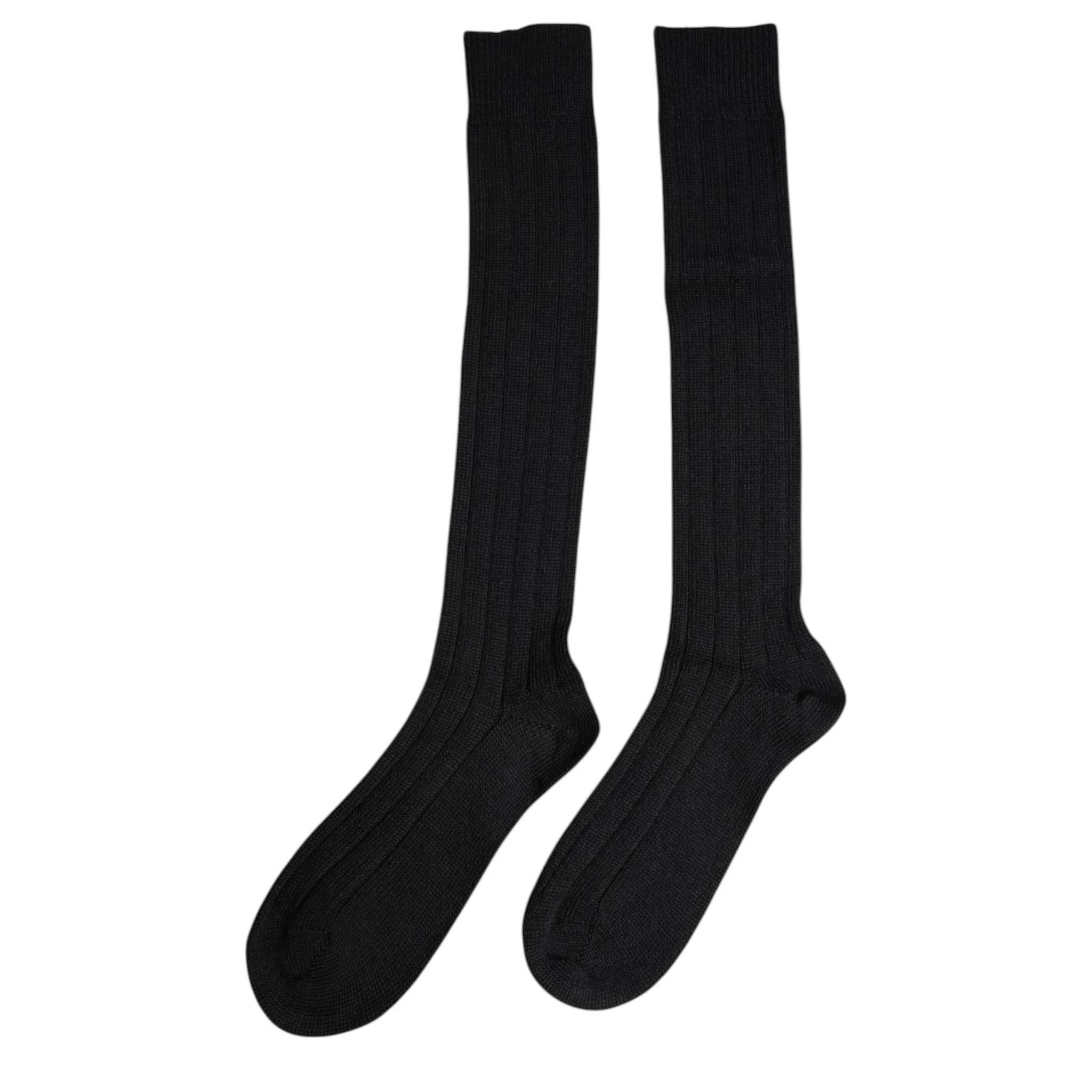 Dolce & Gabbana Black DG Logo Print Over The Calf Socks by Dolce & Gabbana