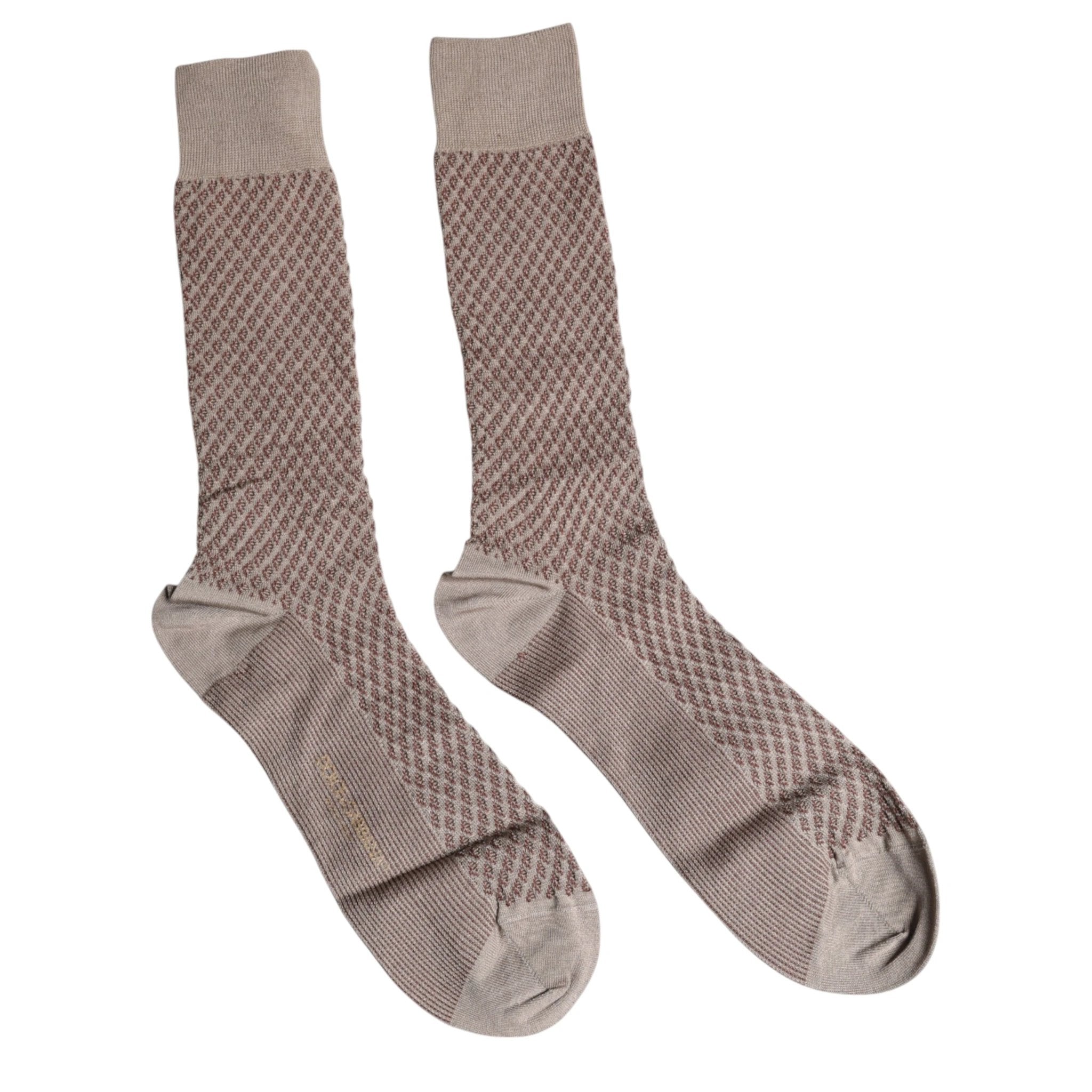 Dolce & Gabbana Brown Solid DG Logo Mid Calf Men Socks by Dolce & Gabbana