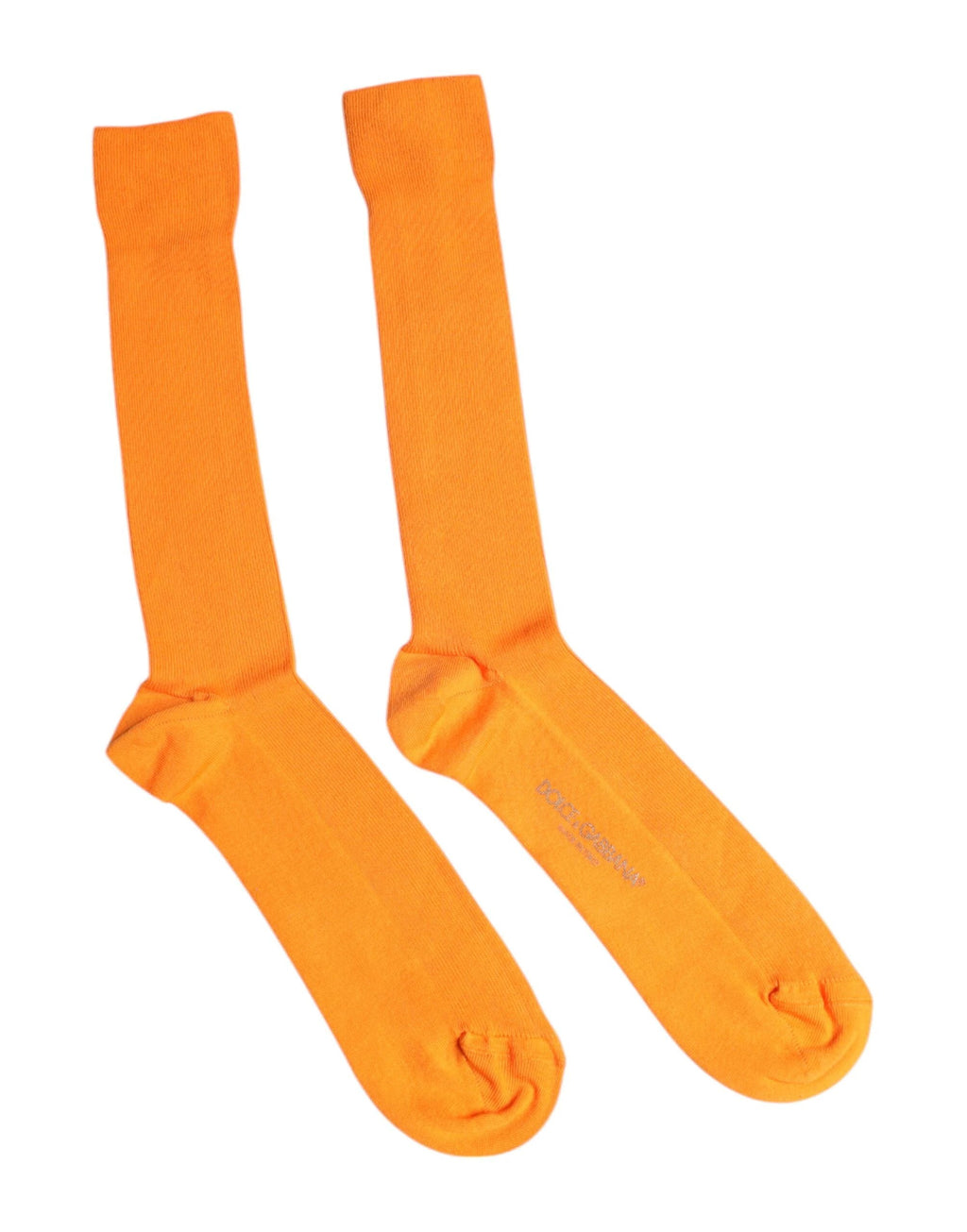 Dolce & Gabbana Orange Cotton Logo Over The Calf Socks by Dolce & Gabbana