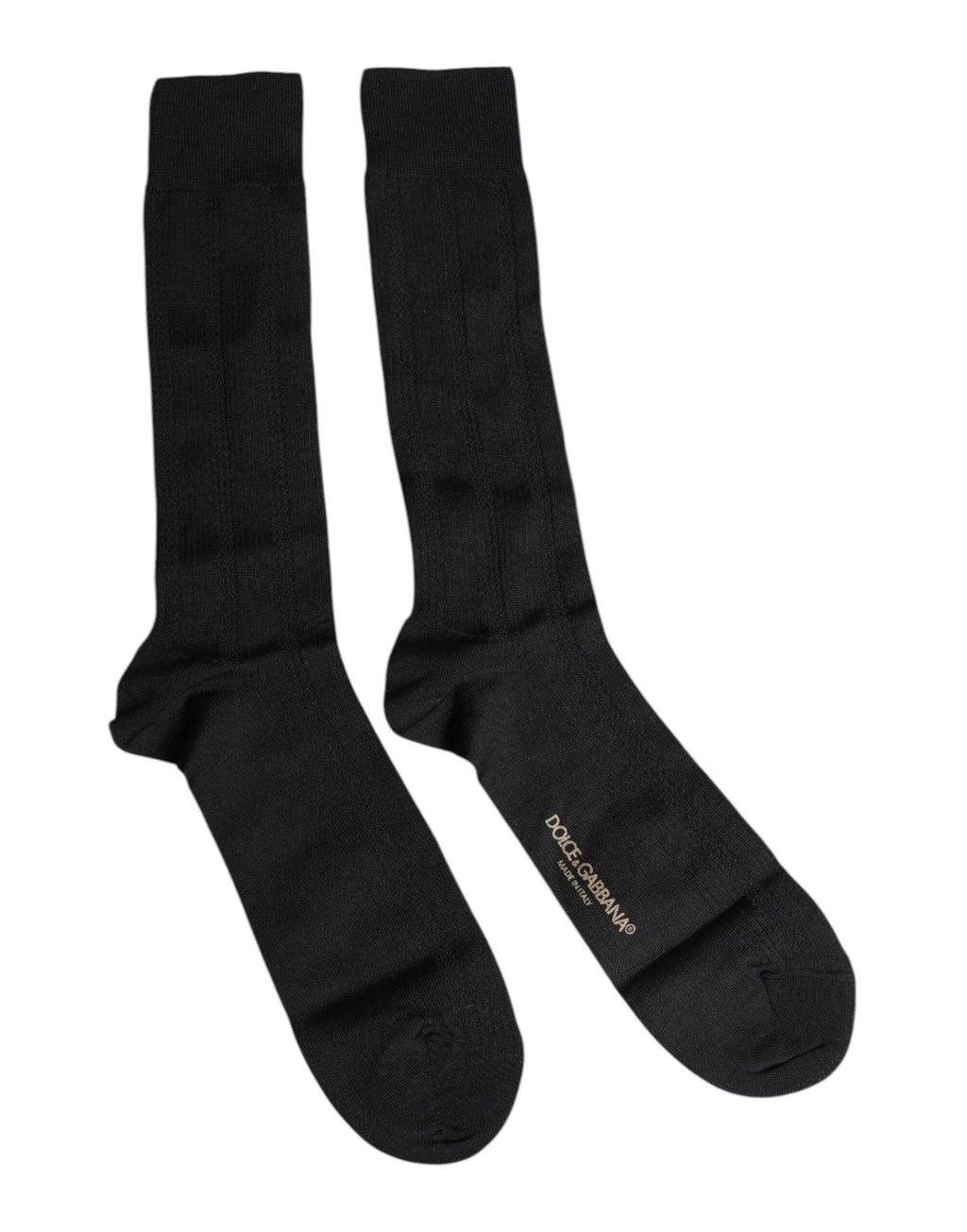 Dolce & Gabbana Black Stretch Logo Mid Calf Men Socks by Dolce & Gabbana