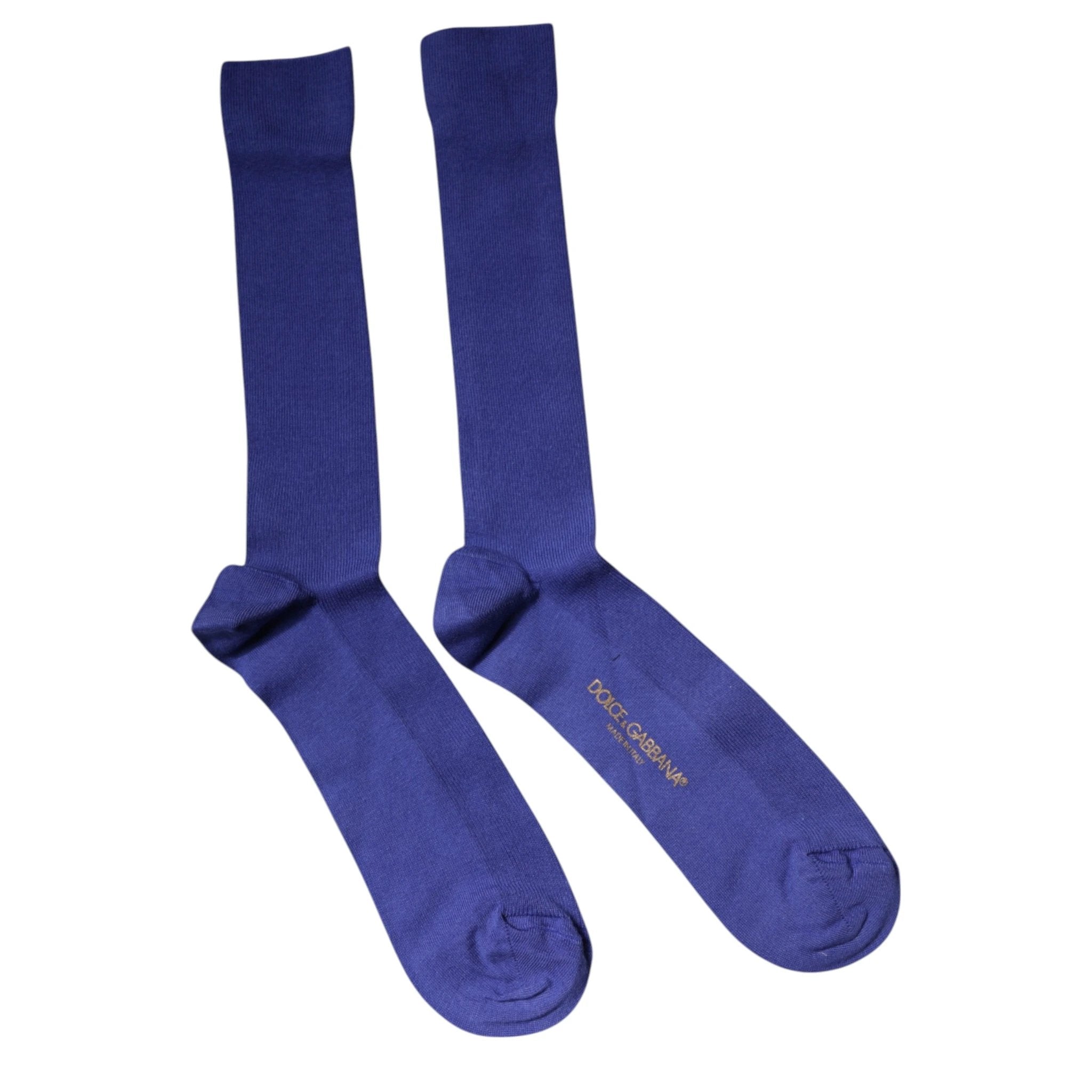 Dolce & Gabbana Purple Cotton Logo Over The Calf Socks by Dolce & Gabbana