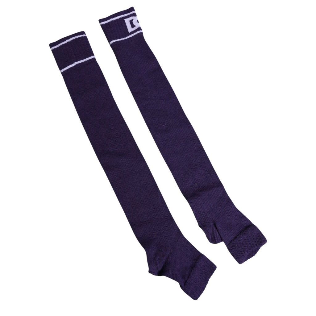 Dolce & Gabbana Purple Cotton DG Logo Print Open Toe Socks by Dolce & Gabbana