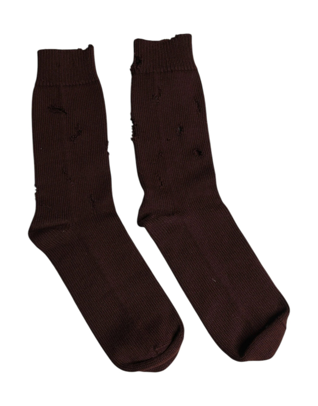 Dolce & Gabbana Brown Solid Cotton Stretch Mid Calf Socks by Dolce & Gabbana