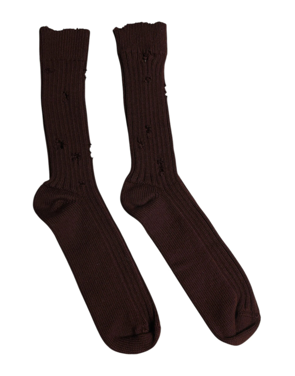 Dolce & Gabbana Brown Cotton Stretch Over The Calf Socks by Dolce & Gabbana