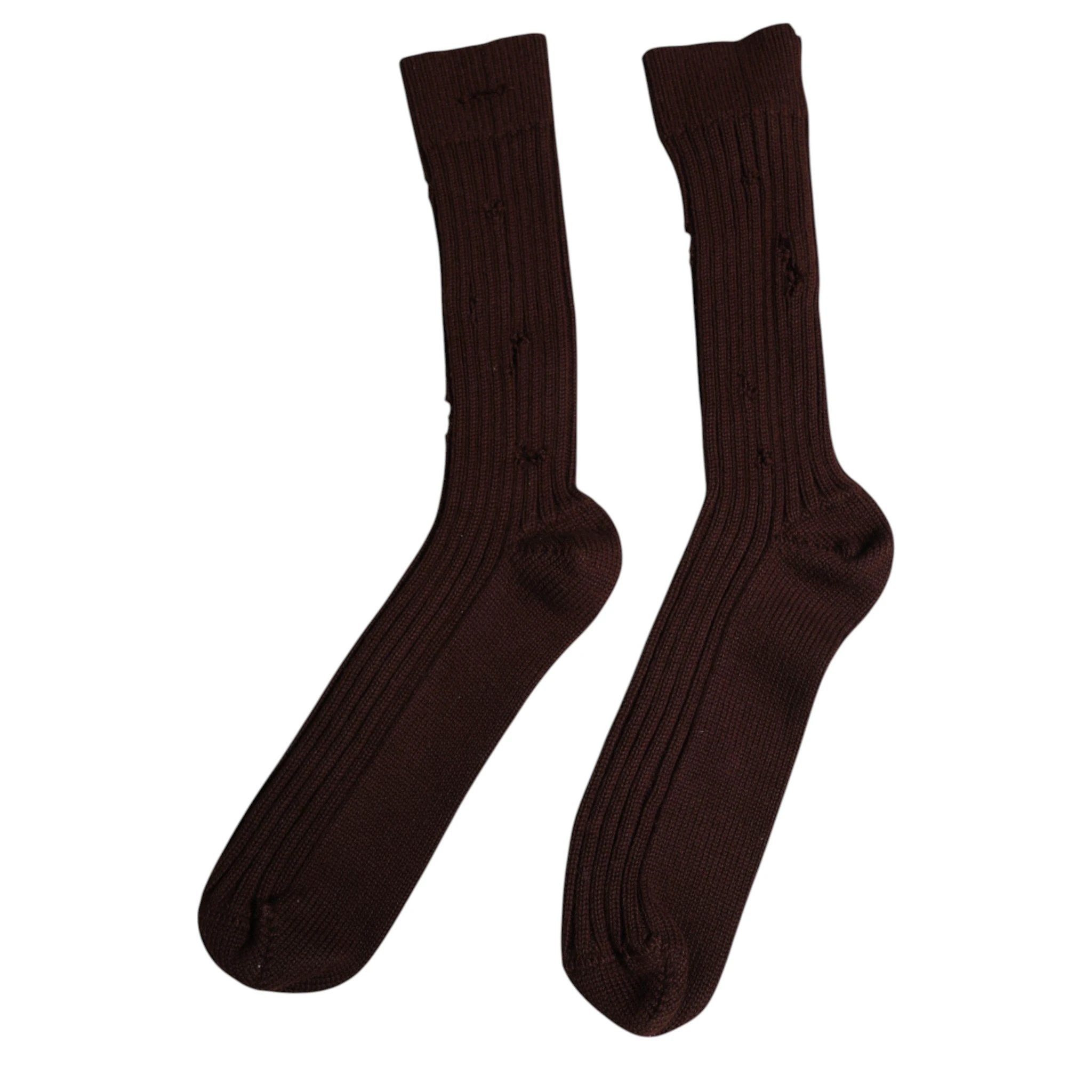 Dolce & Gabbana Brown Cotton Stretch Over The Calf Socks by Dolce & Gabbana
