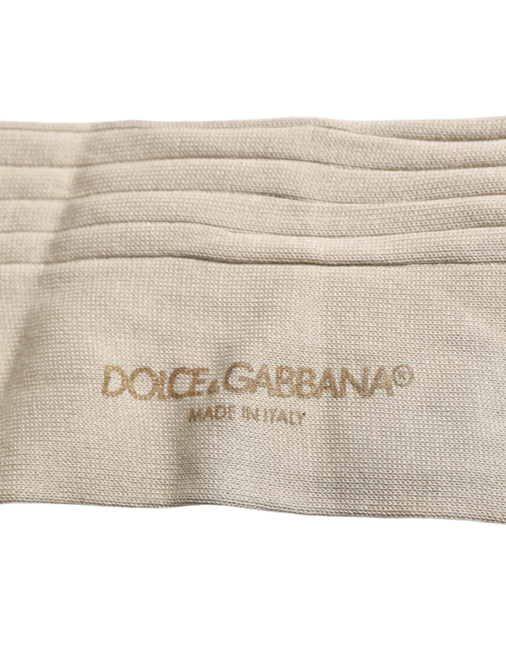 Dolce & Gabbana Beige Cotton Stretch Logo Mid Calf Socks by Dolce & Gabbana