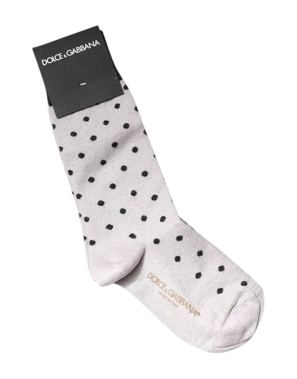 Dolce & Gabbana Gray Viscose Stretch Dotted Socks by Dolce & Gabbana