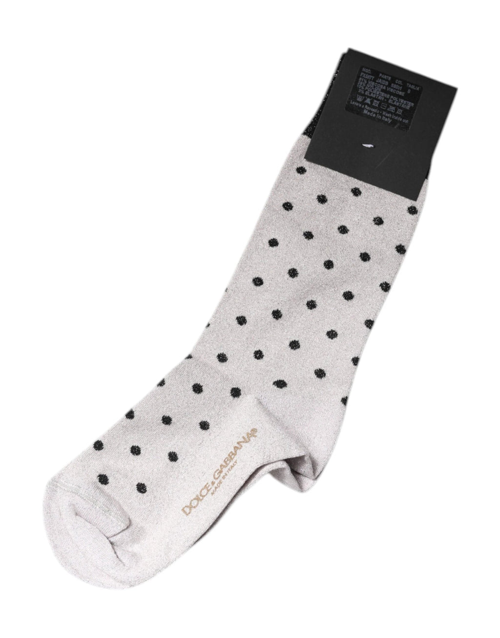 Dolce & Gabbana Gray Viscose Stretch Dotted Socks by Dolce & Gabbana